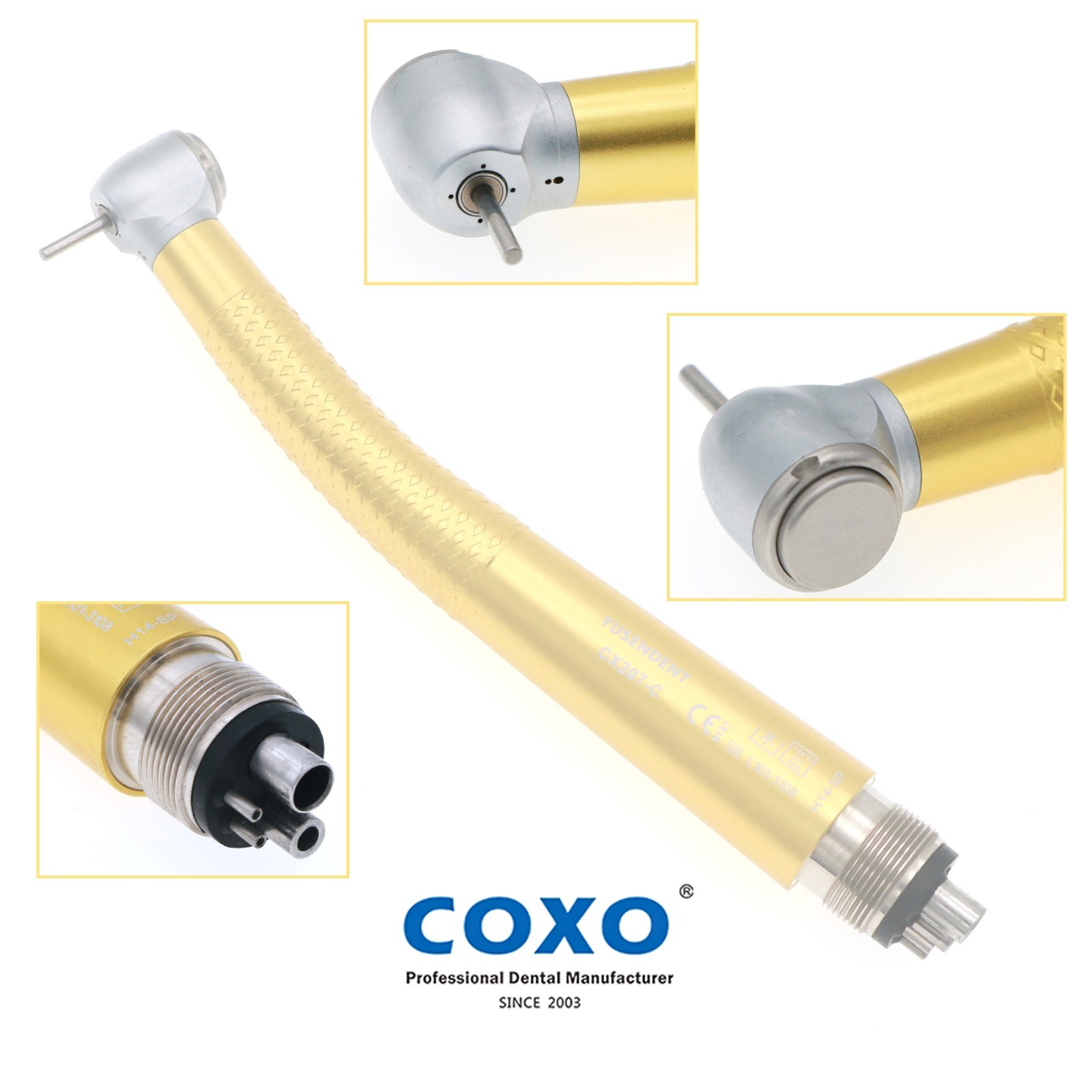 US COXO Dental CX207-C H14 High Speed Air Turbine Colorful Handpiece 4 Hole M4