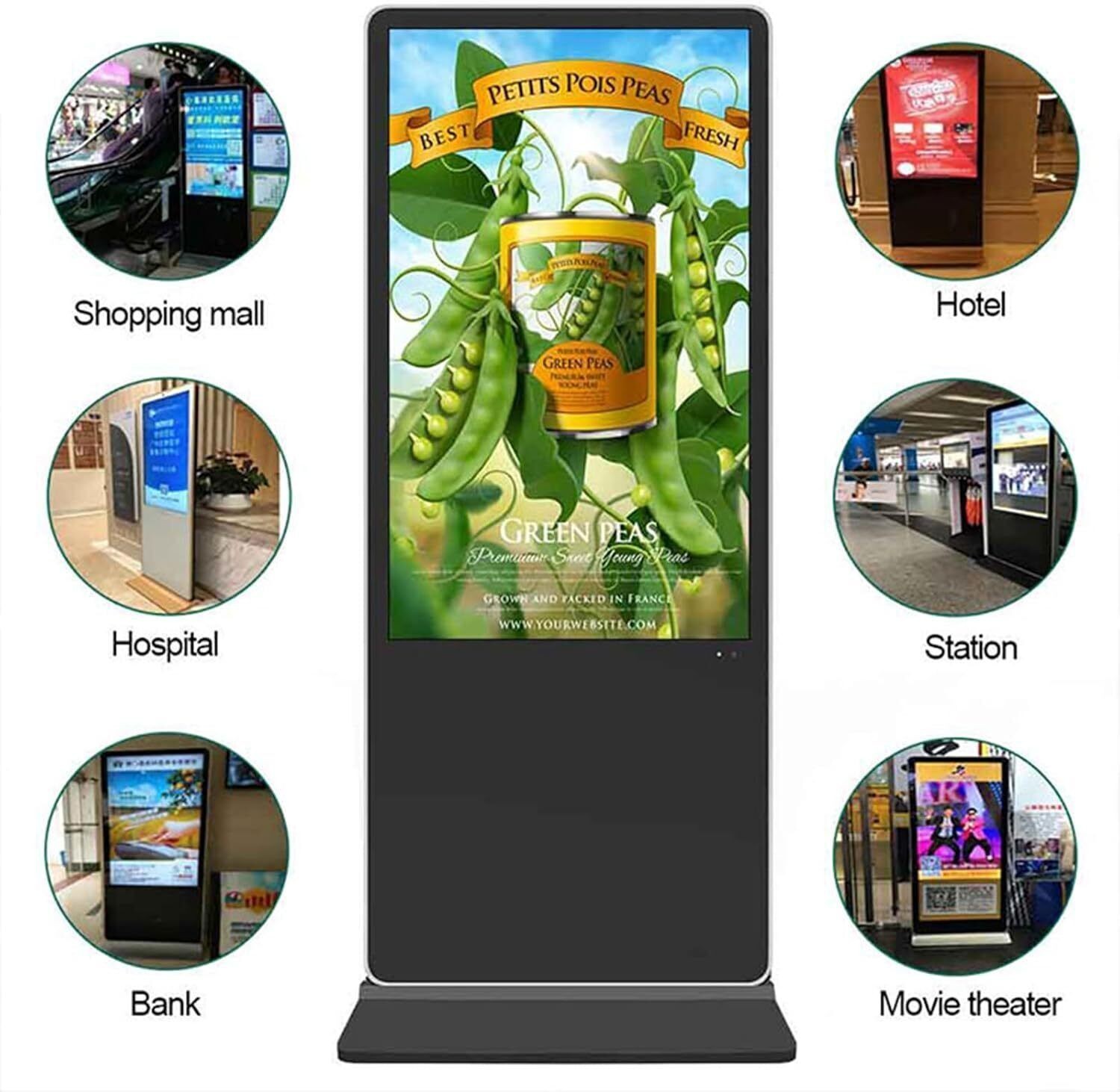 Commercial LCD Screen Digital Signage Display Non-Touchscreen Advertizing iosks