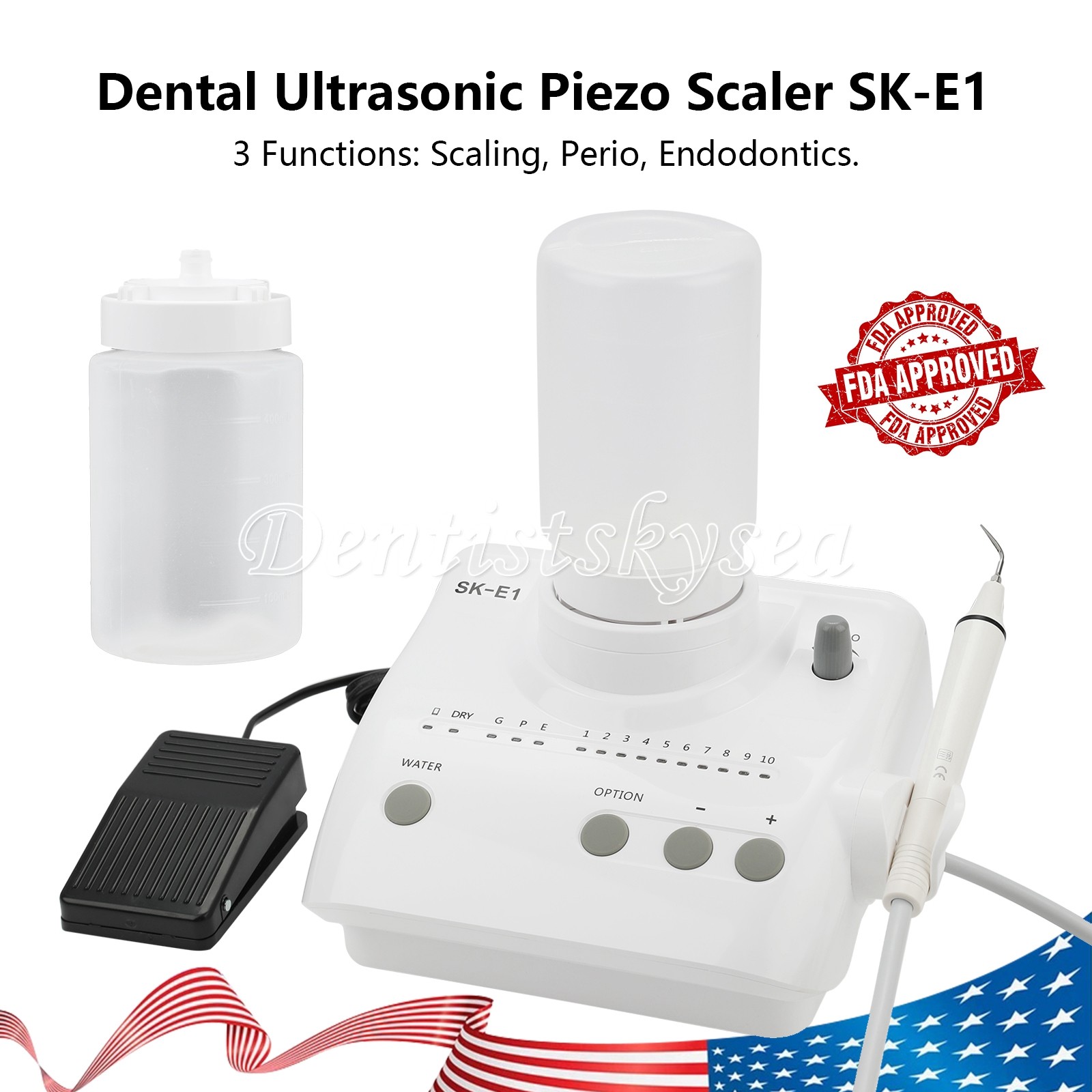 SK-E1 Dental Ultrasonic Piezo Scaler W/Handpiece Tips Bottles Fit EMS HOT