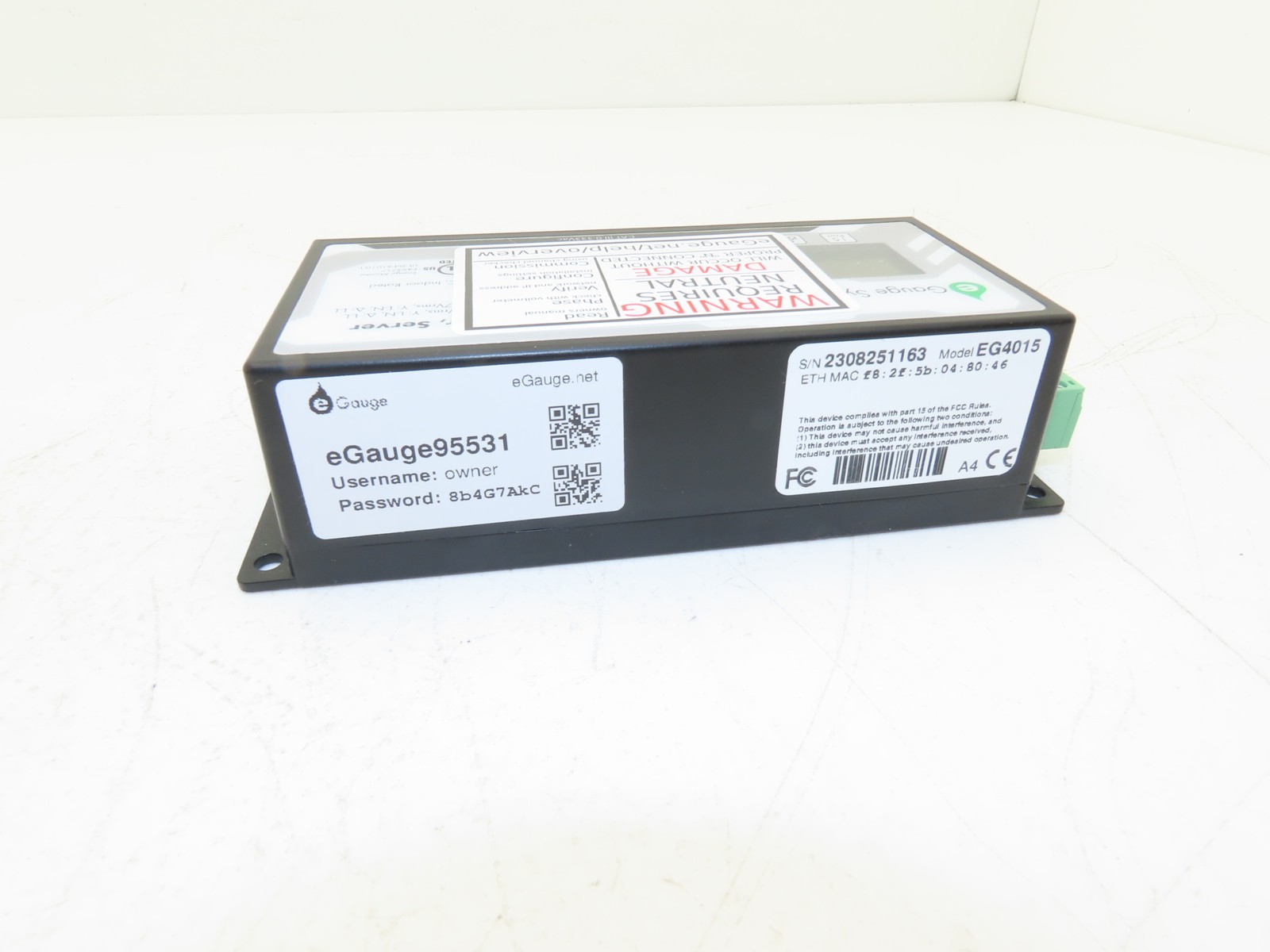 EGauge Systems EG4015 Data Logger Meter Server 277VAC 9-60VDC