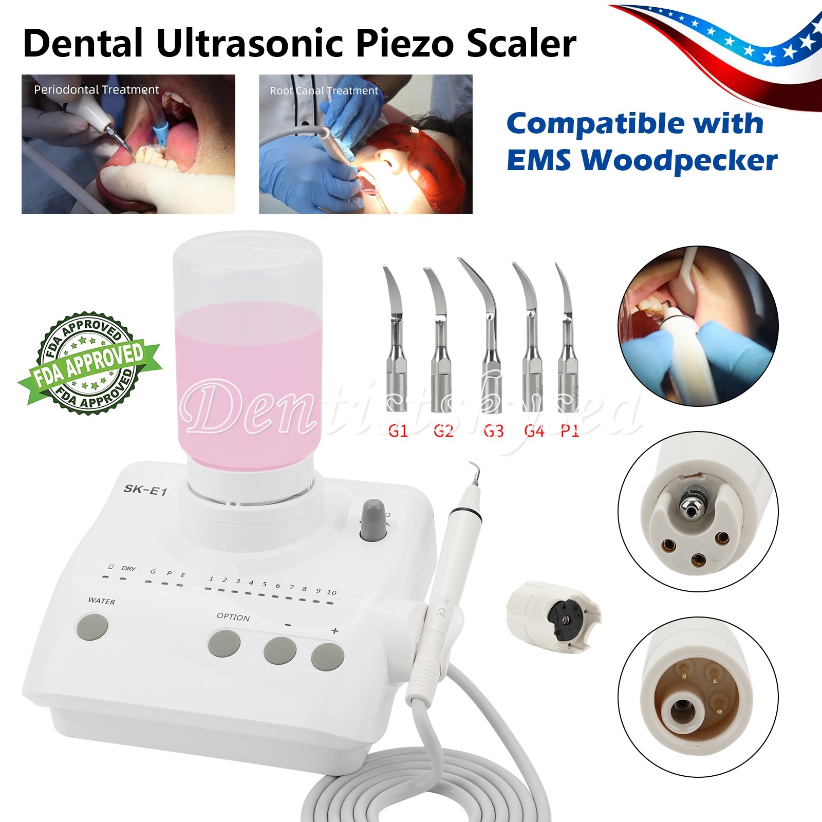 SK-E1 Dental Ultrasonic Piezo Scaler W/Handpiece Tips Bottles Fit EMS HOT