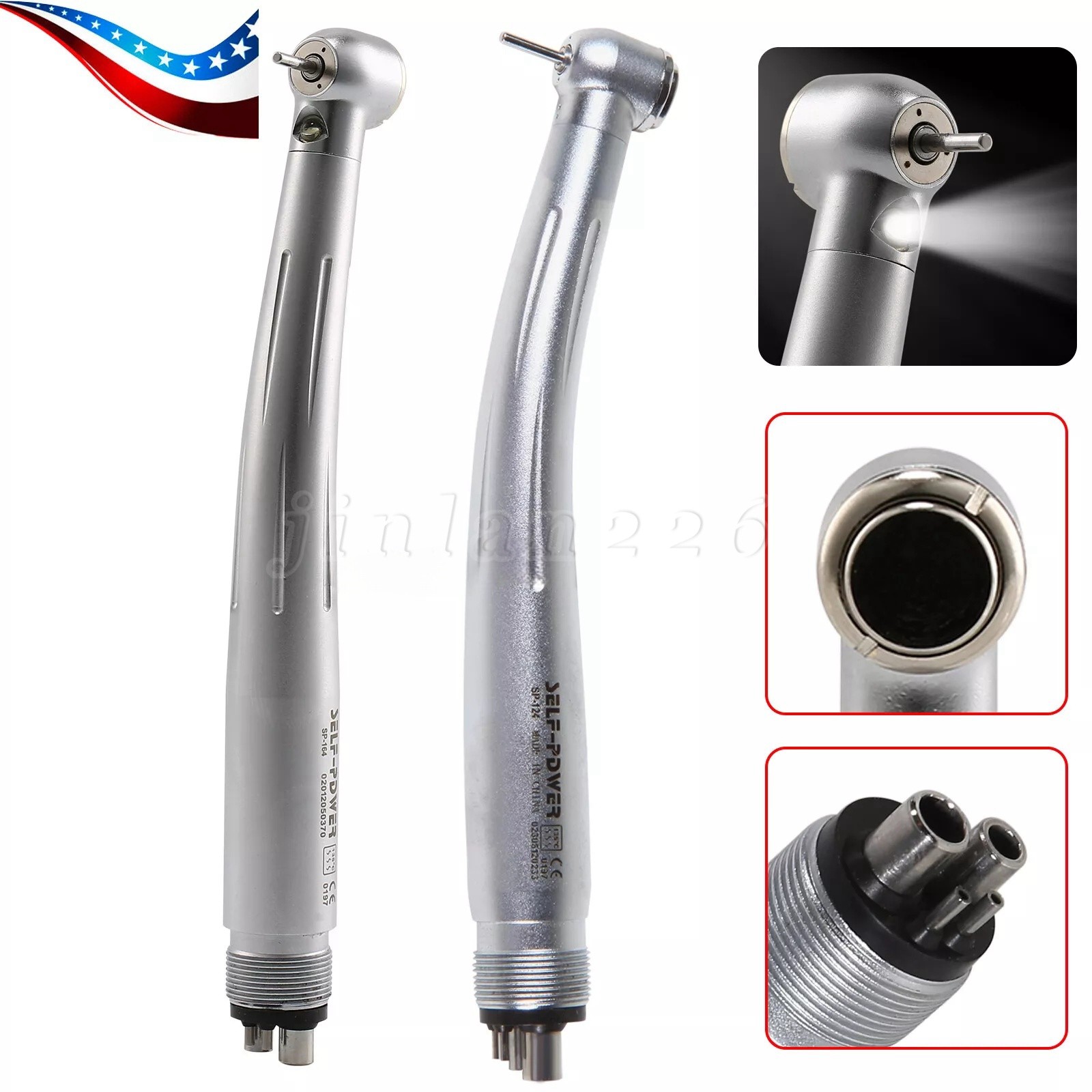 SELF-POWER Dental No-LED / LED E-generator High Speed Handpiece 4Hole Turbine