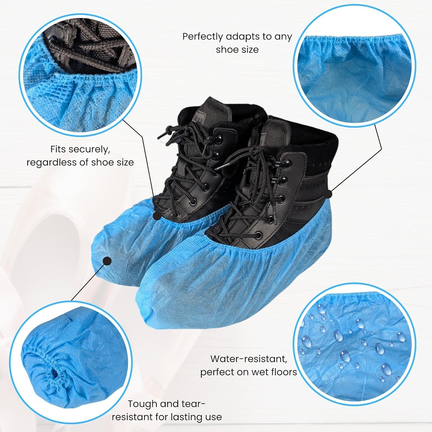 100 Disposable Shoe Covers for Indoors Non-Woven Water-Resistant Bootie Job XL