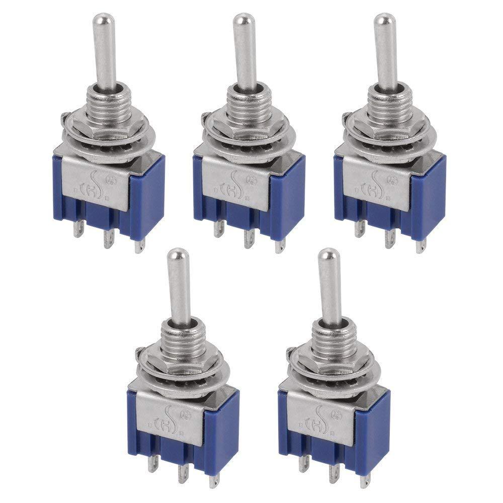 5-Piece Micro Mini Toggle Switch – AC ON/OFF/ON SPDT, 3 Position, 6 Amp AC125V