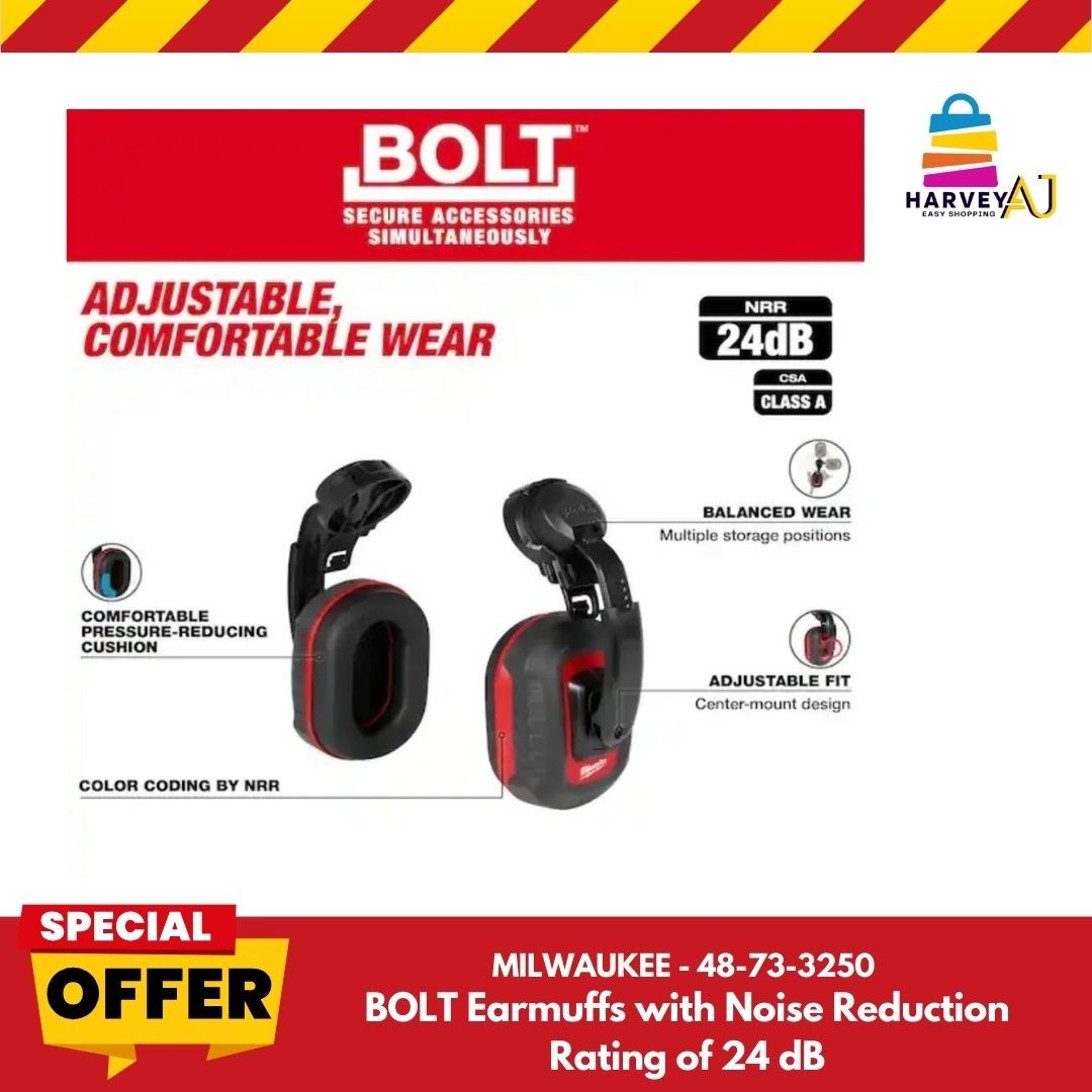 Milwaukee- 48-73-3250- Bolt Earmuffs with Noise Reduction Rating of 24 dB