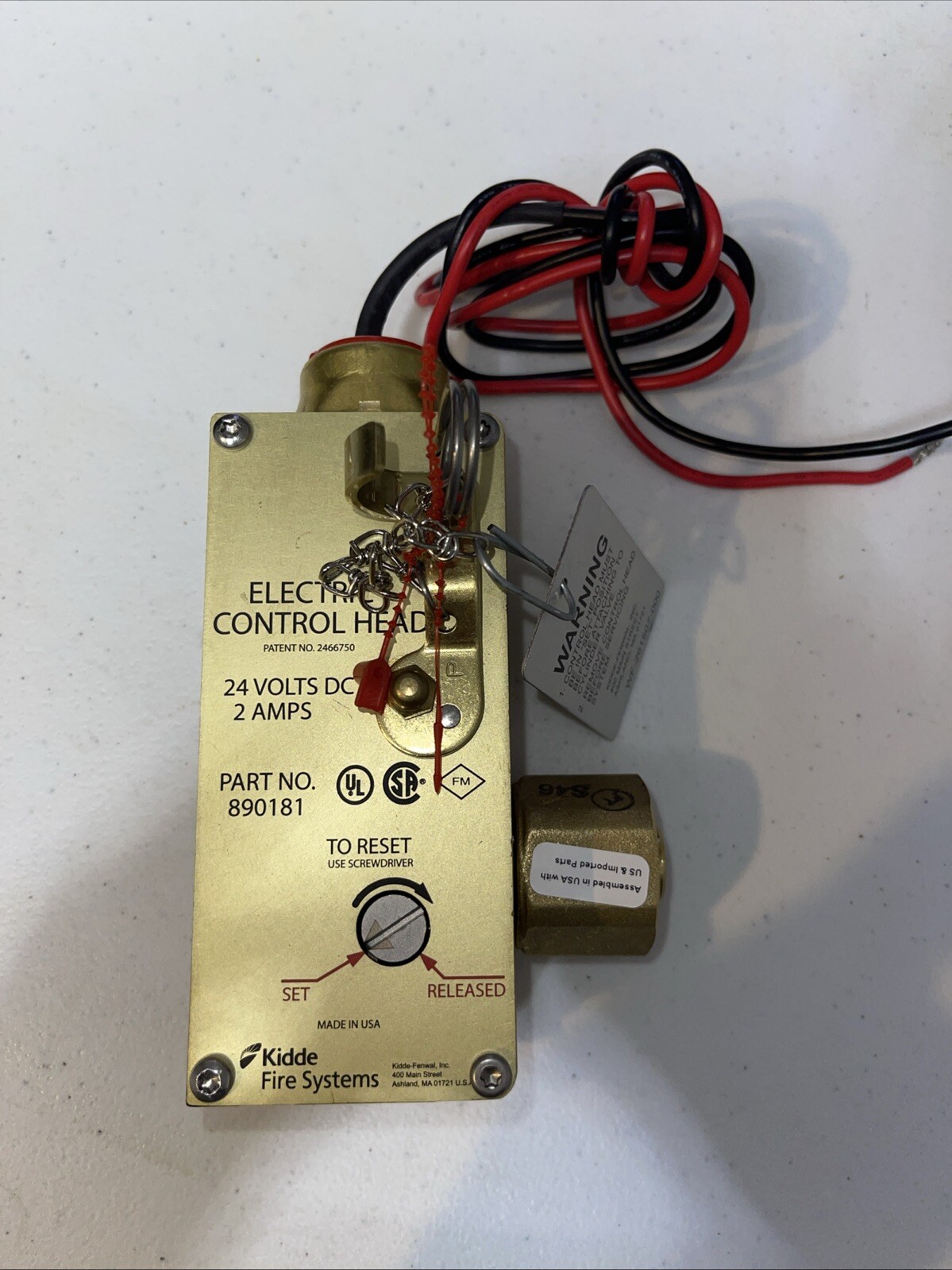 Kidde WK-890181-200 Electric Control Head, 24V, New Never Use, With Out Box 🔥