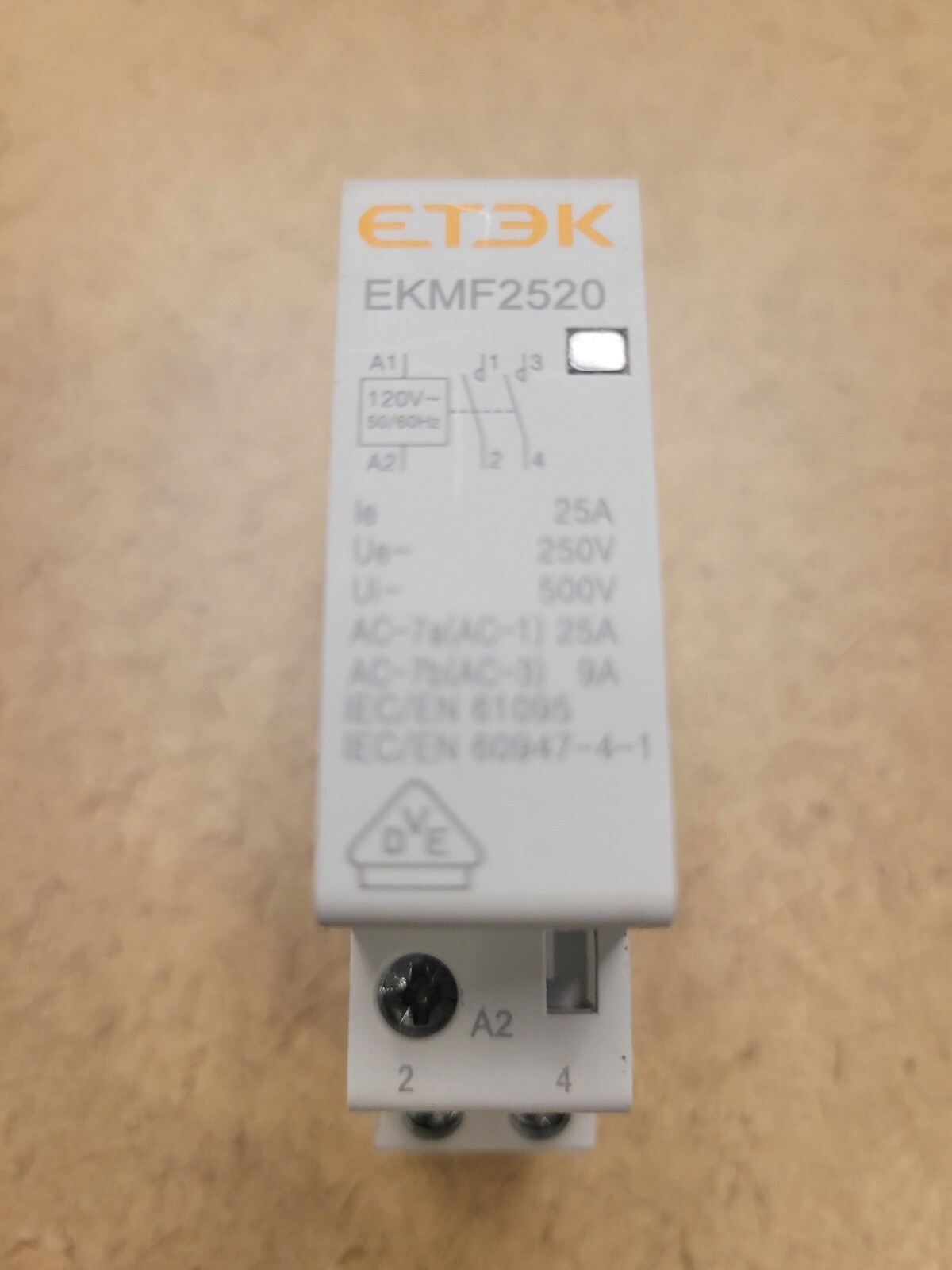 ETEK2520 AC Contactor 25A 2 Pole NO 110V-120V coil – DIN Rail