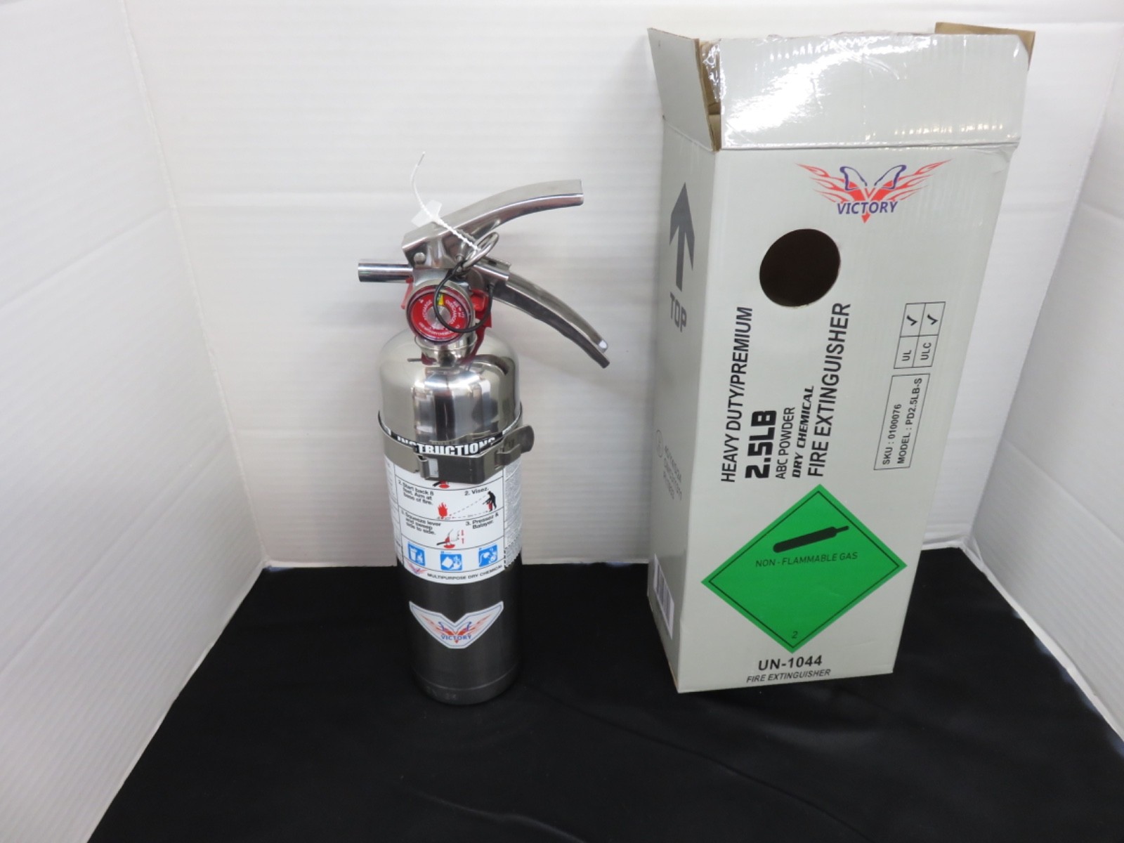 🧯2025-2.5 lb CHROME/STAINLESS STEEL ABC FIRE EXTINGUISHER W/VEHICLE BRACKET NEW