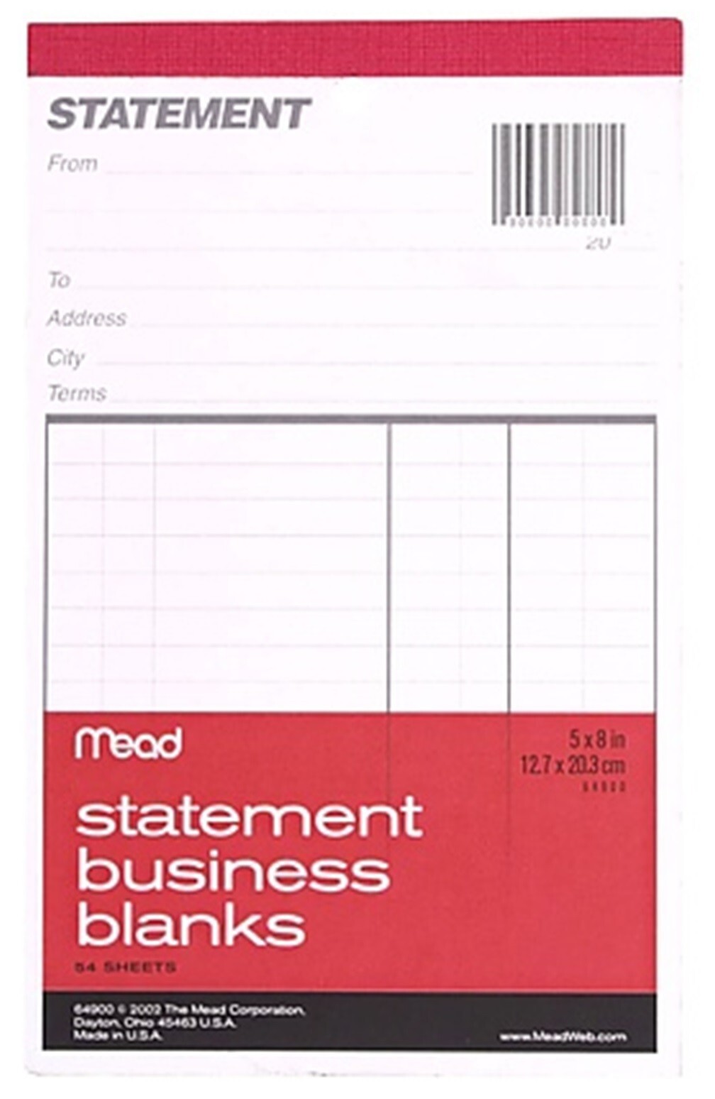Mead Statement Business Blanks 1 Notebook 54 Sheets (64900)