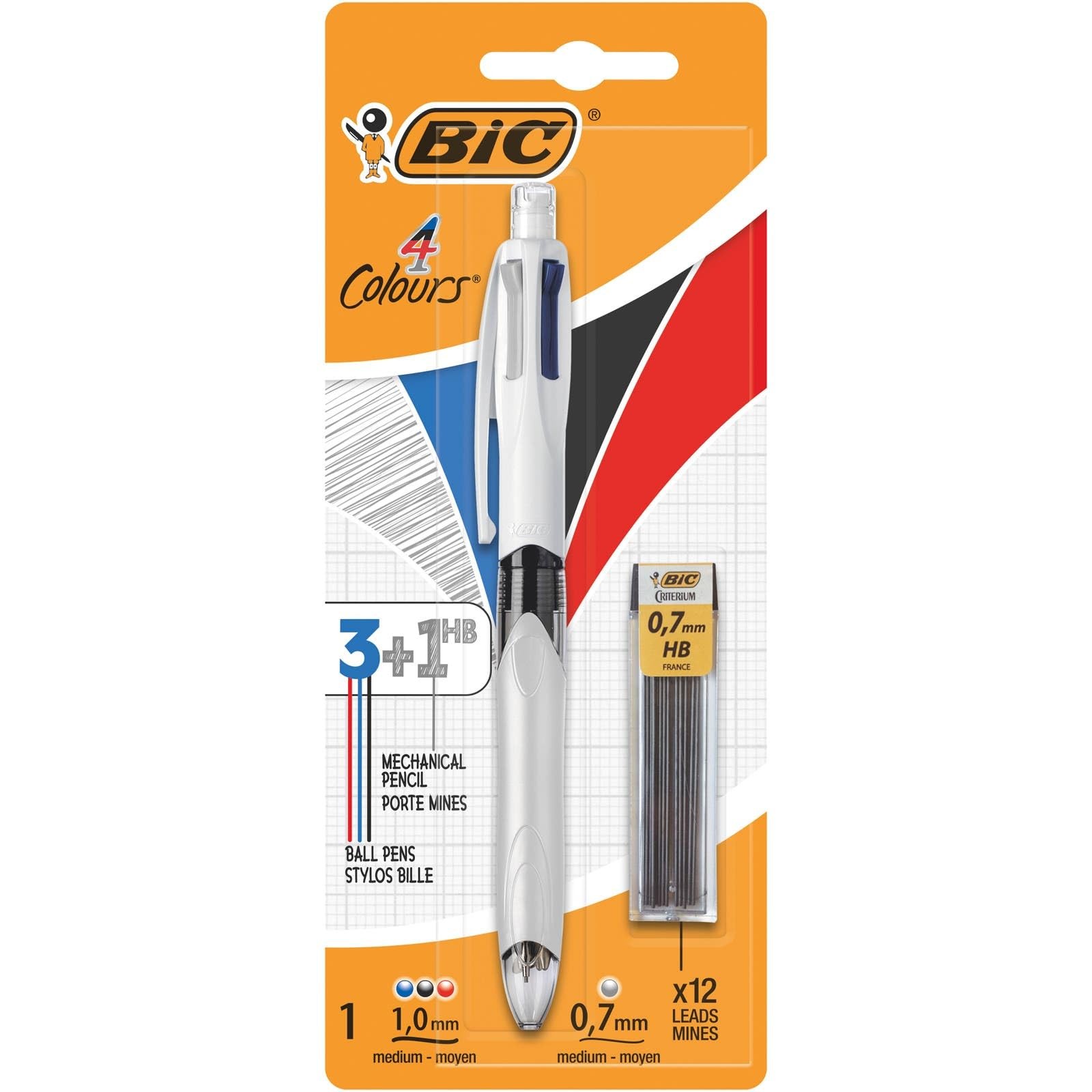 BIC 4 Colours Pen and Pencil Combo, 3 Ballpoint Pens Office Product