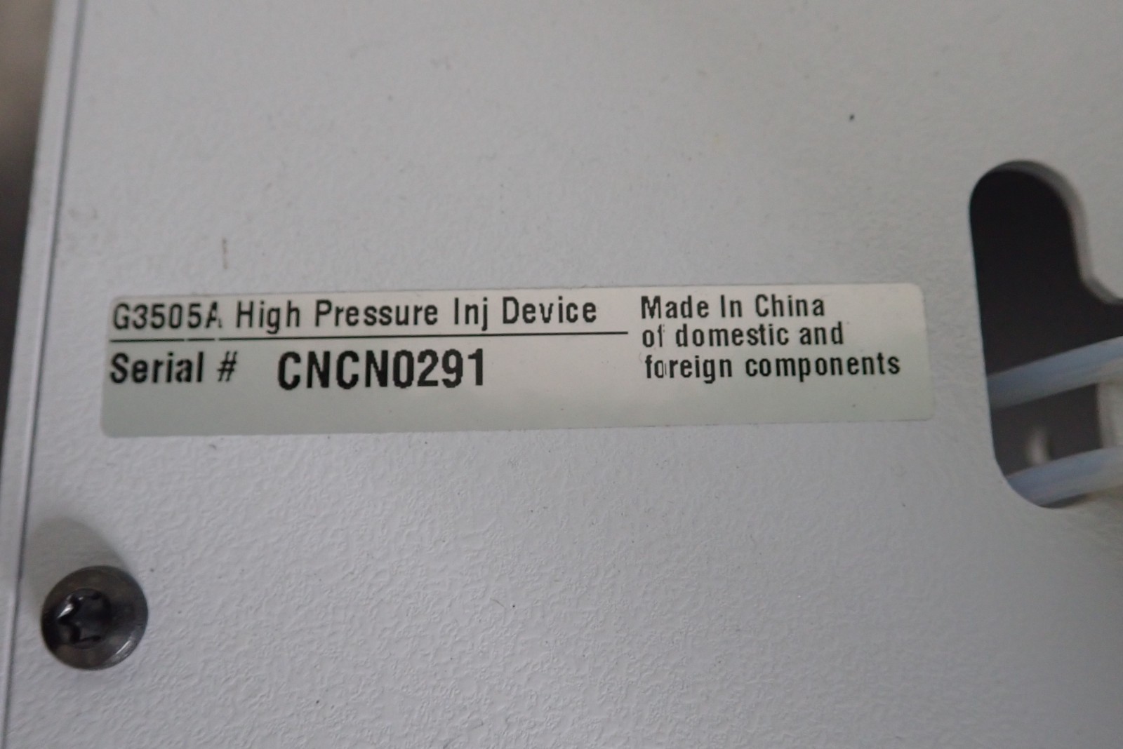 Agilent Technologies G3505A High Pressure Inj Device Accessory