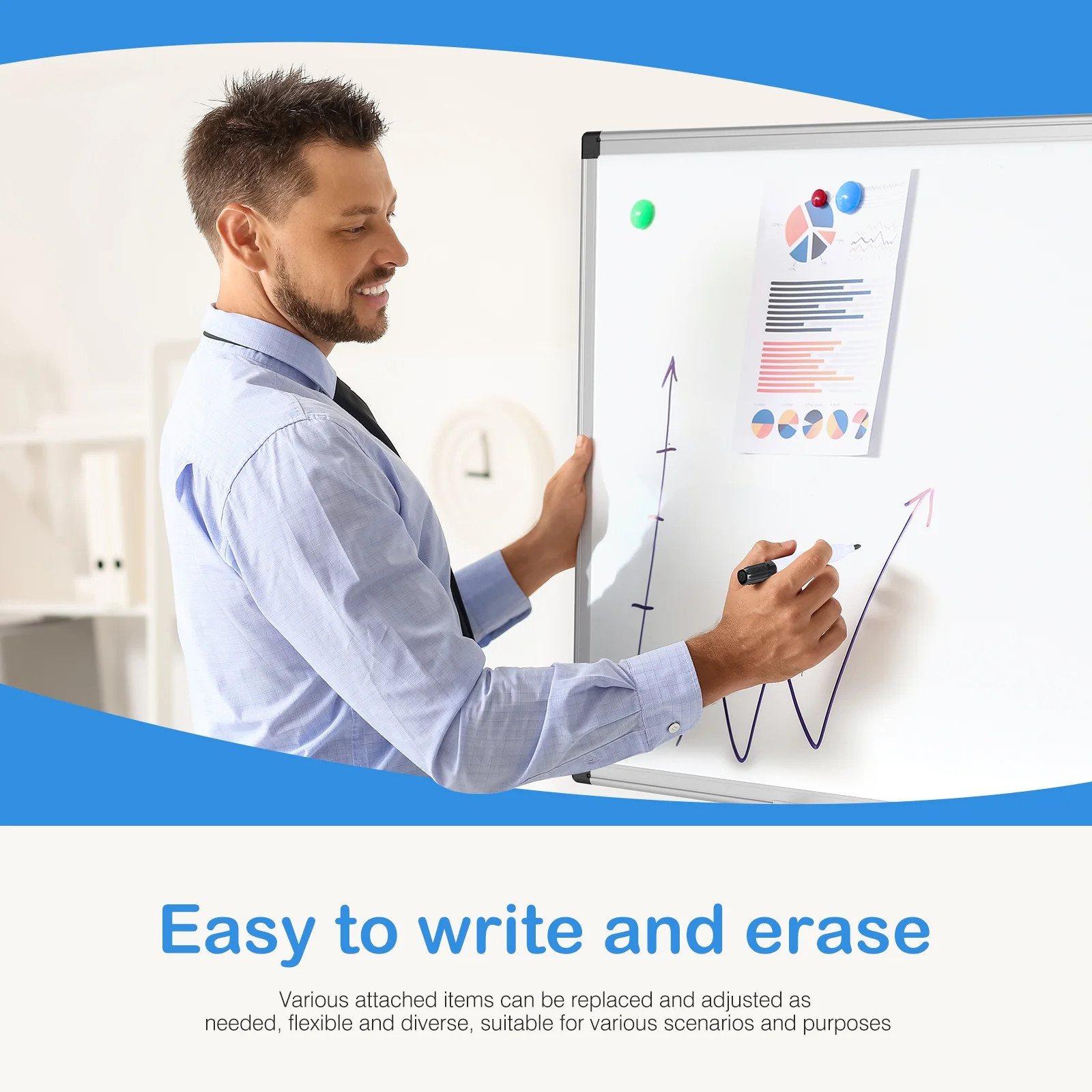36 X 24 Inches Magnetic Dry Erase Board with Aluminum Frame, Whiteboard for Home