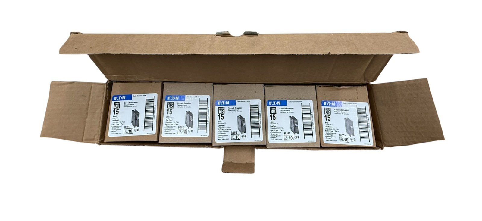 100 PCS Eaton BR115 15 Amp 1-Pole Circuit Breaker Type BR 120V 15A