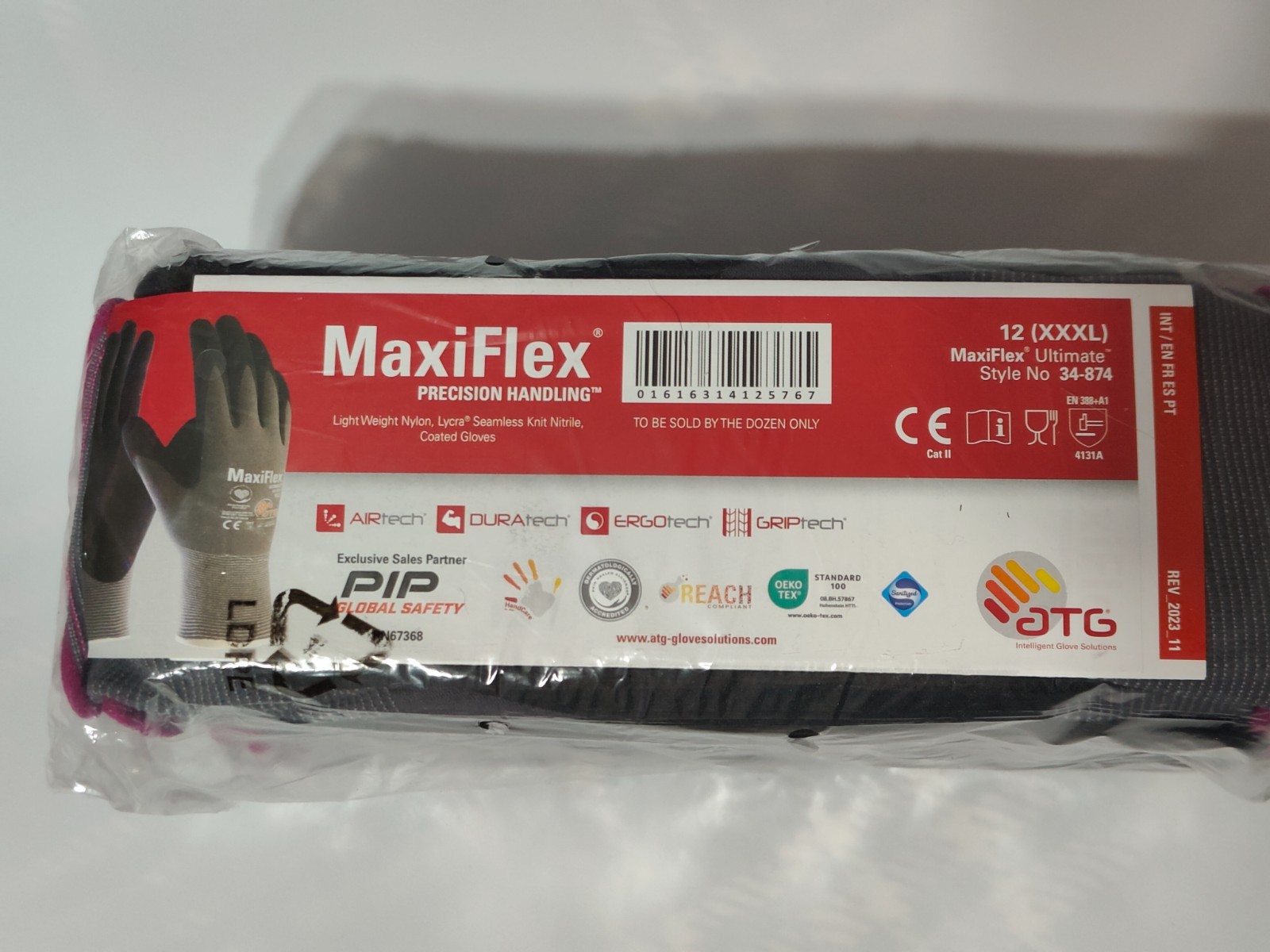MaxiFlex Ultimate Seamless Knit Nylon Gloves Nitrile Coated -12 Pack Size 12/3XL