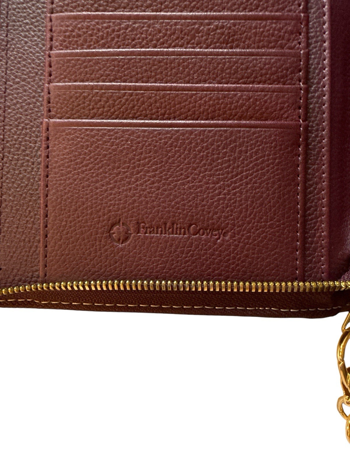 Franklin Quest Planner Binder Burgundy Brown Verona Leather Zip Around No Ring