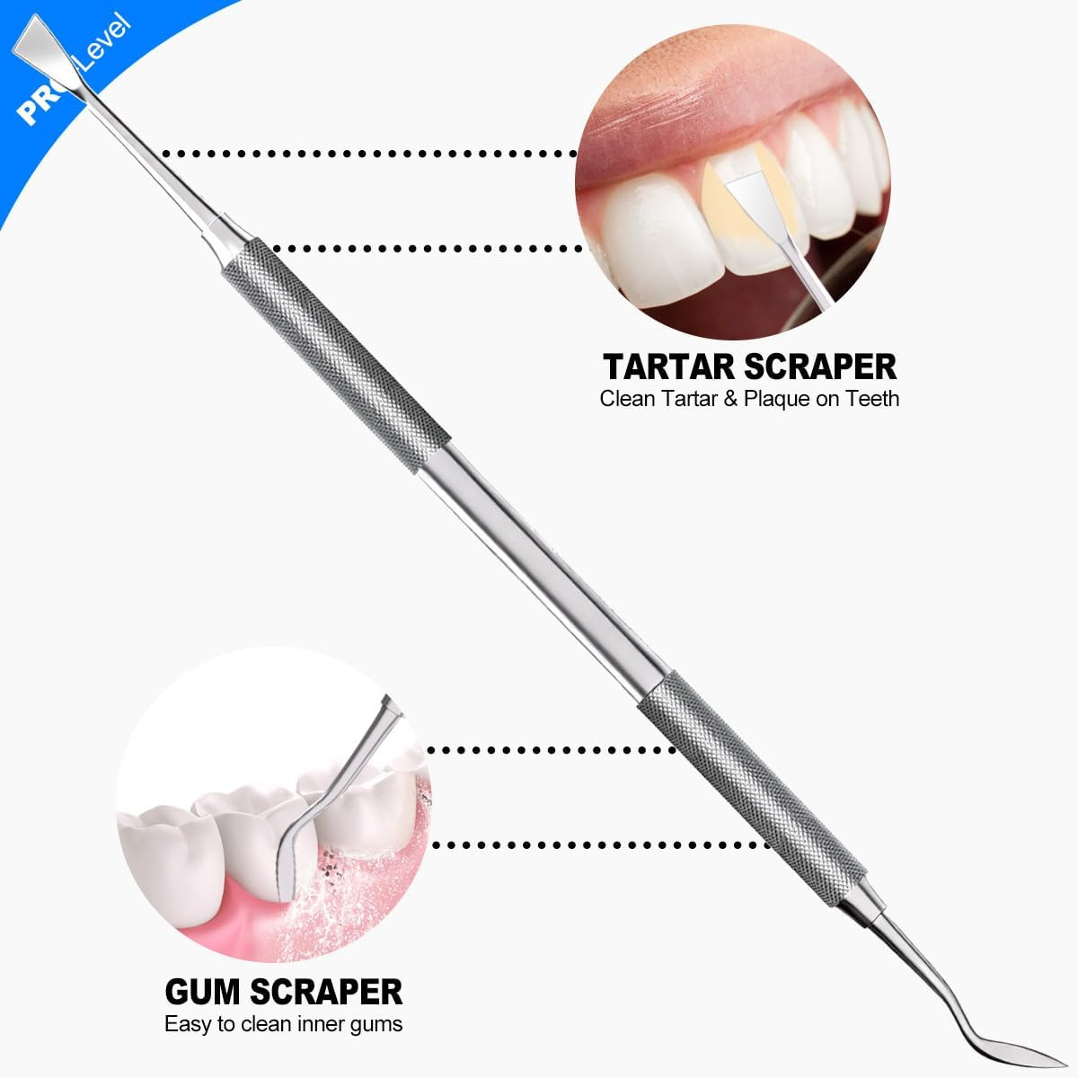 2 Pack Dental Tools for Teeth Cleaning, Metal Dental Pick Hygiene Kit for Home U