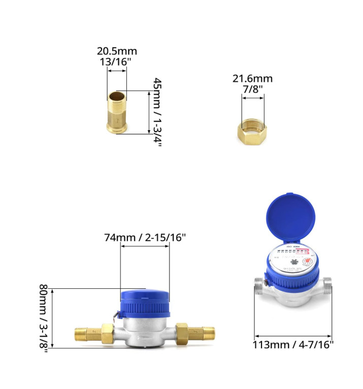 1/2″ Stainless Steel Water Flow Meter with Pulse Output for Home & Garden