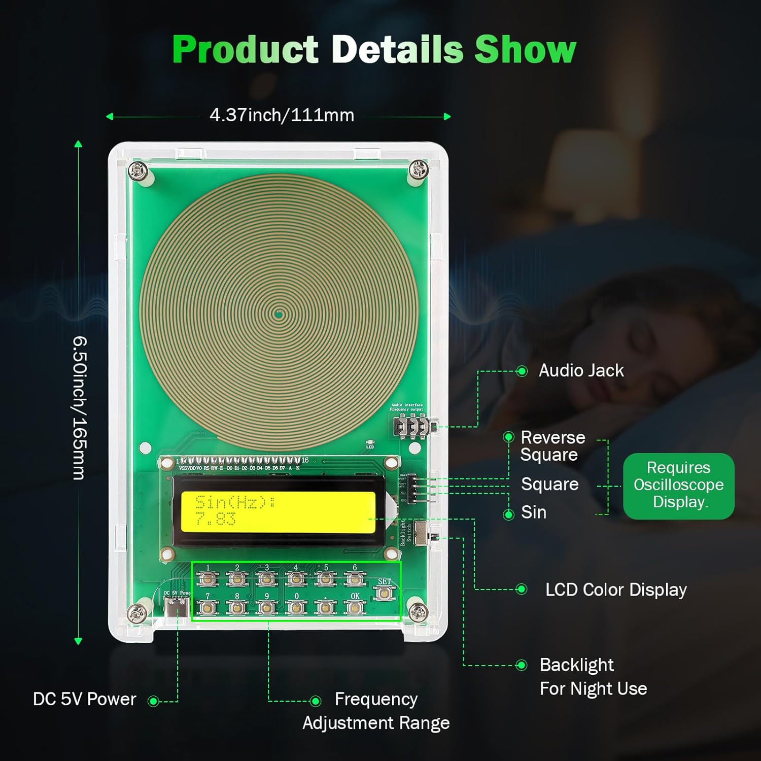 0.01Hz-200Khz Adjustable Frequency Generator for Healing Schumann Sine Waves Res