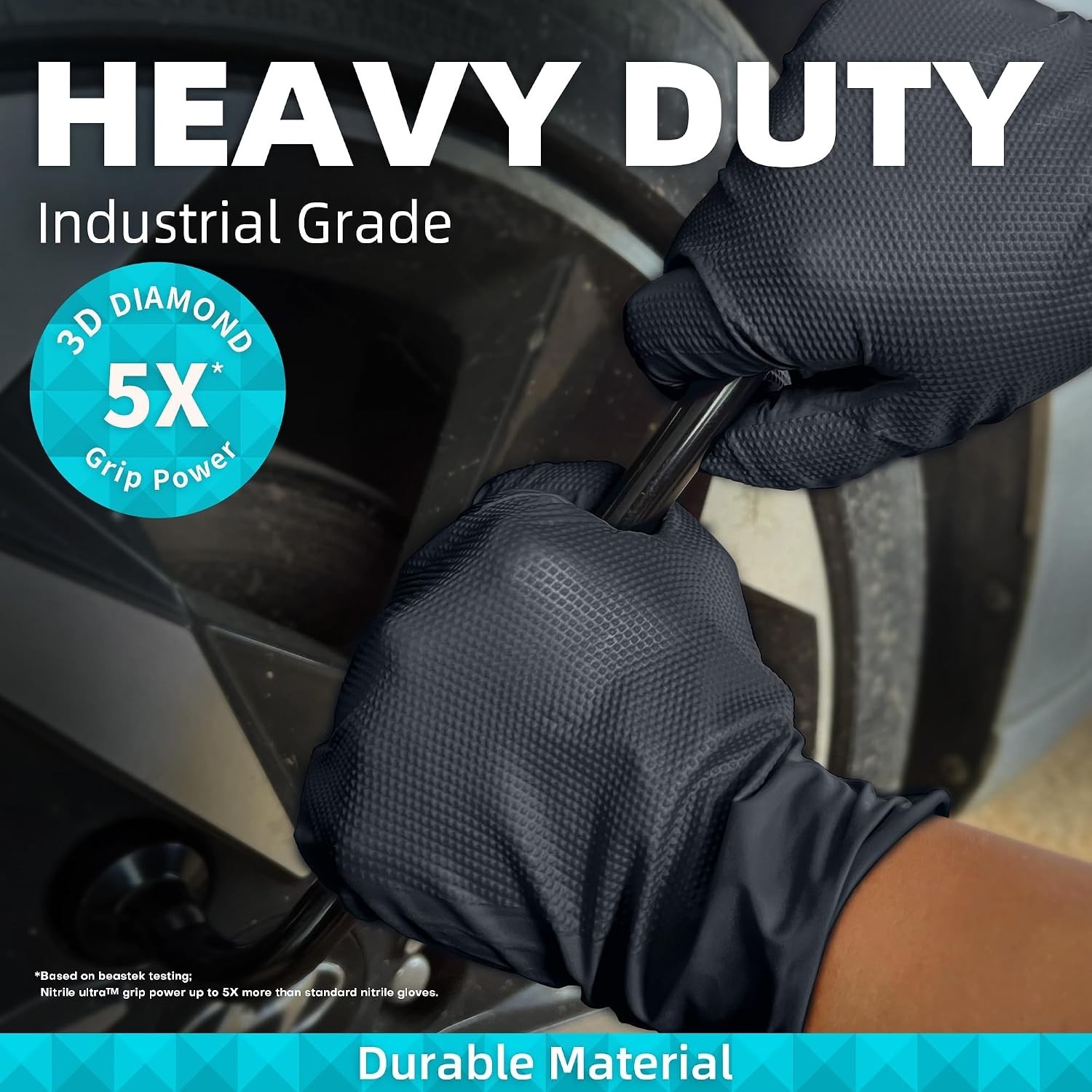 Nitrile Disposable Gloves 8 Mil – Heavy Duty Chemical Resistant Black 50 Pcs