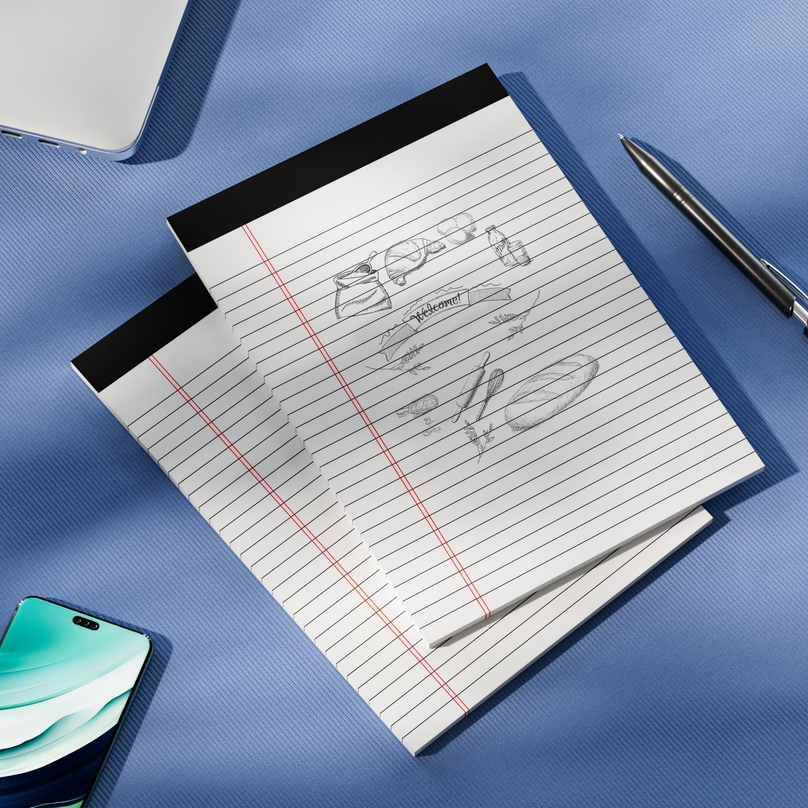 6 Pack Legal Pads 8.5 x 11 Writing Paper Tablets 8.5×11 Wide Ruled, White 6