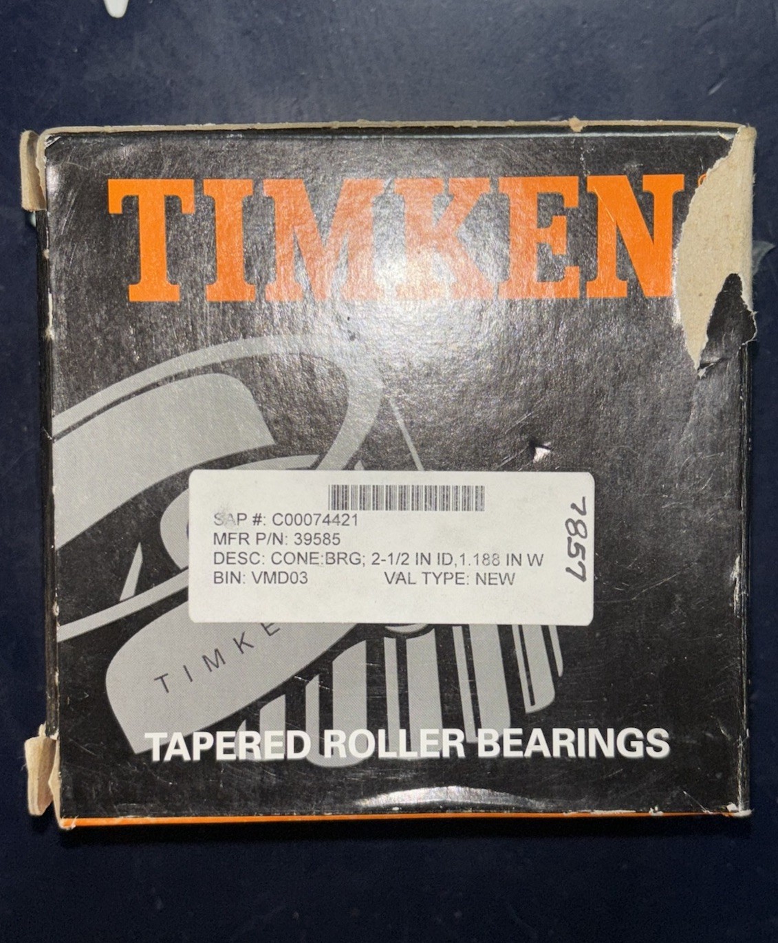 Timken 39585-20024 Tapered Roller Bearing Cone 2.500 in Bore, 1.1875 in Width