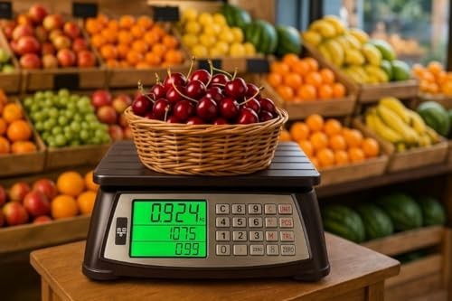 Commercial Price Computing Scale 66lb/30kg – Waterproof, Rechargeable, Large LCD