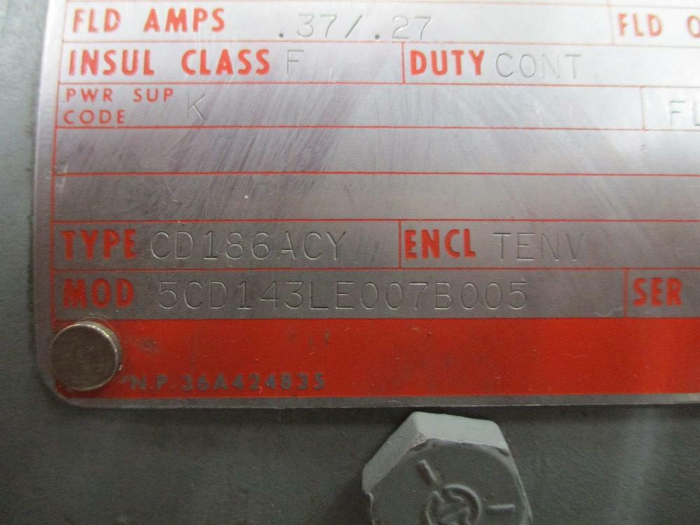 General Electric 5CD143LE007B005 KinaMatic DC Motor CD186ACY GE
