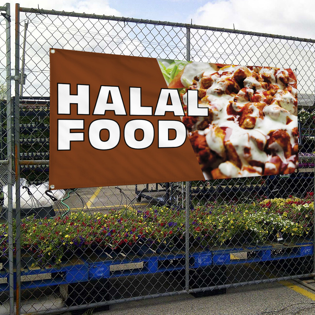 Vinyl Banner Multiple Sizes Halal Food Outdoor Advertising Printing Outdoor