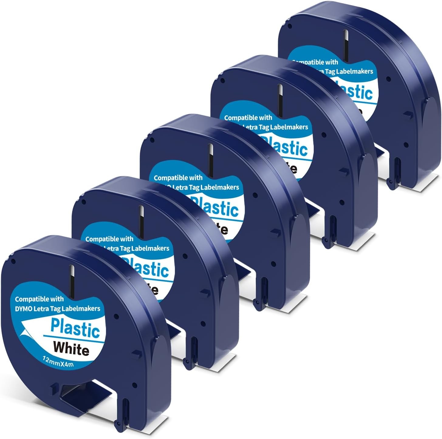 10PK Dymo Label Maker Refills 91331 White Plastic Label Tape 12mm LT100H LT100T