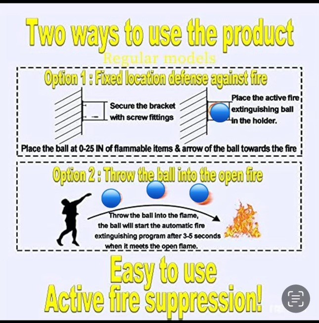 12 Pc Self Deploying Fire Extinguisher Ball 5 Class Residential/Commercial/ Auto