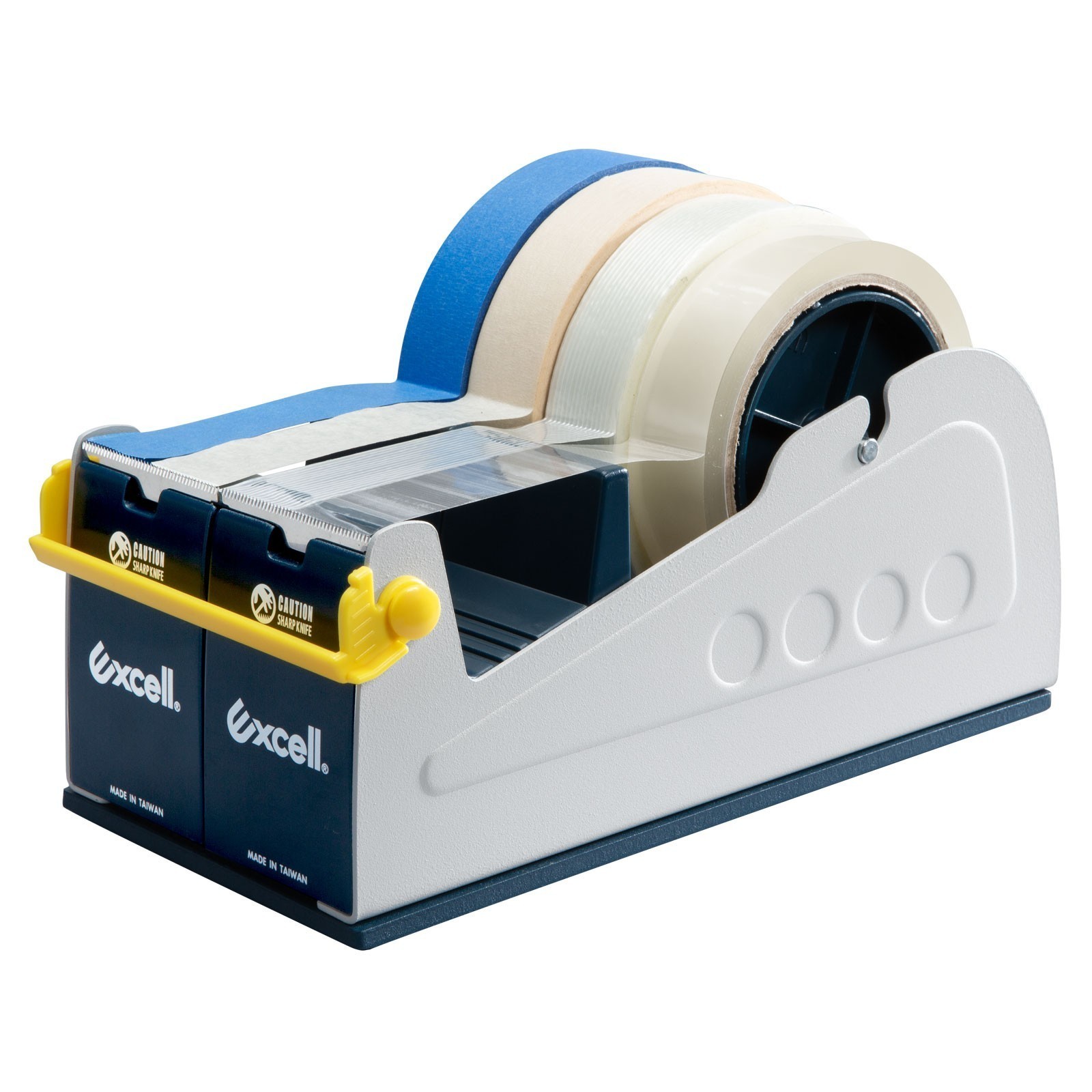 Excell Heavy Duty Multi-Roll Tape Dispenser 4″ Wide Steel Desktop Weighted Base