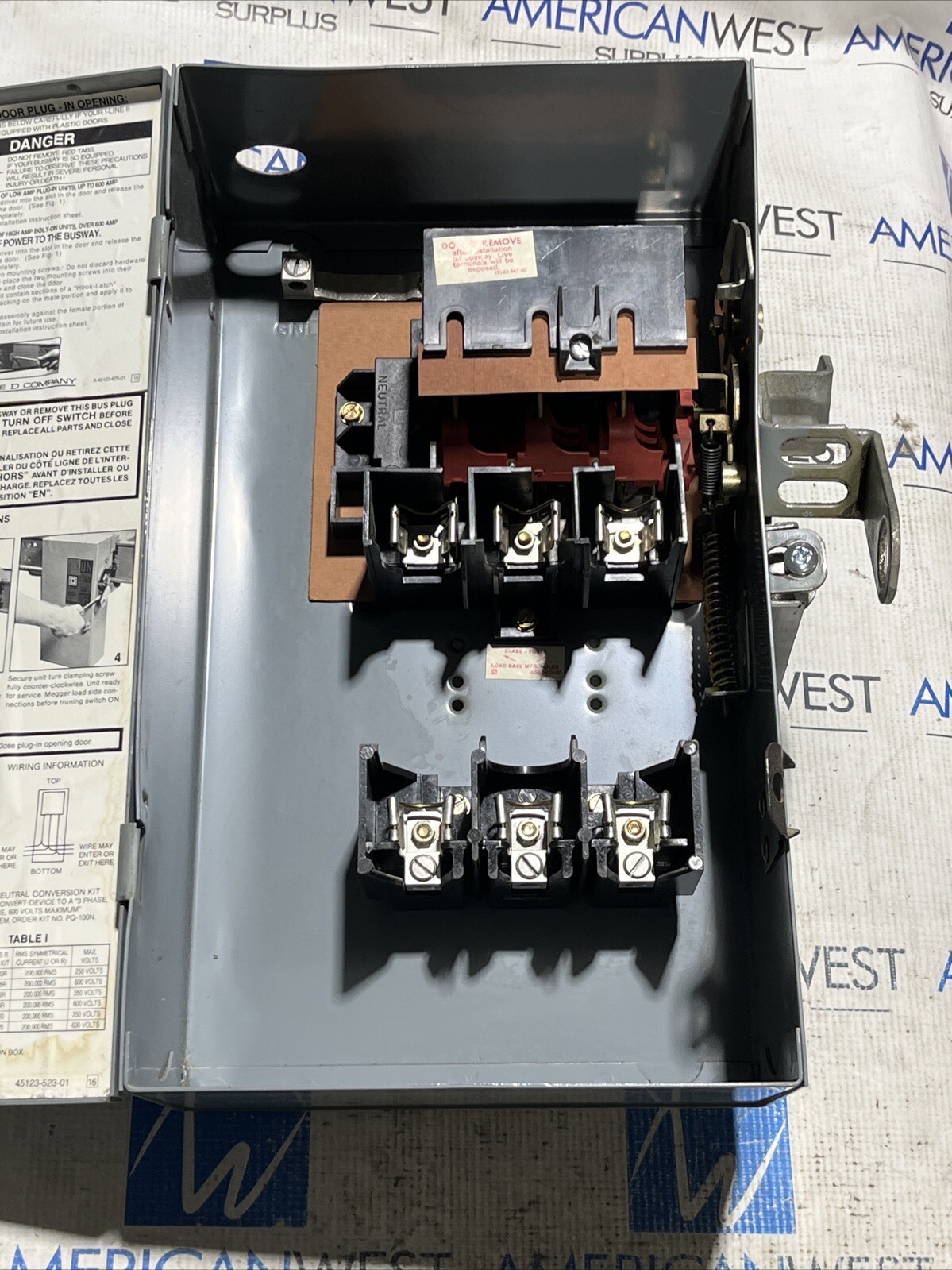 Square D PQ3603G Fusible I-Line Busplug 30 amp 3P 3W 600V BP116 BP130 BP152