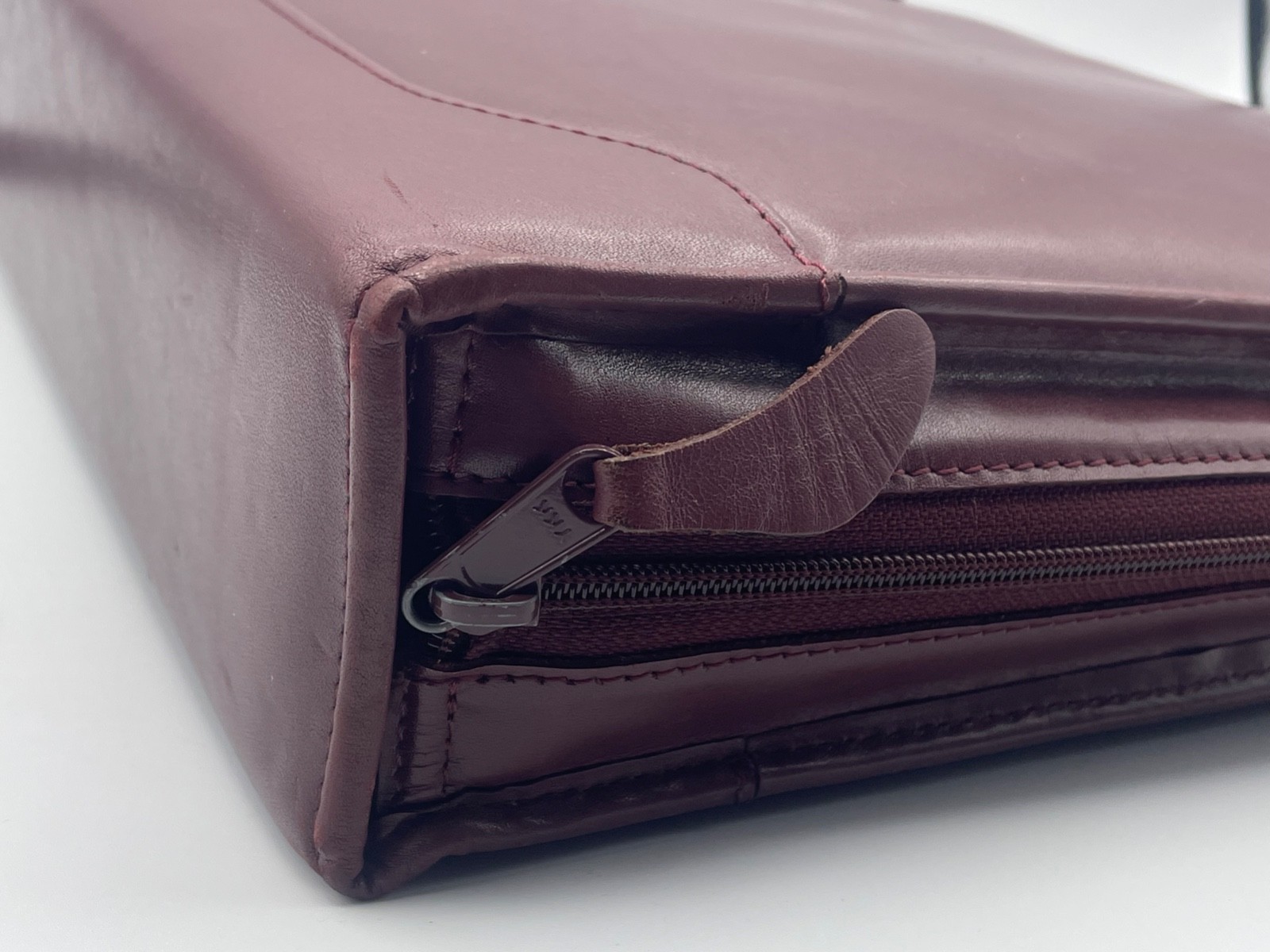 Vtg Franklin Quest Burgundy Leather Crossbody Bag Zip Binder 7-Ring two handled
