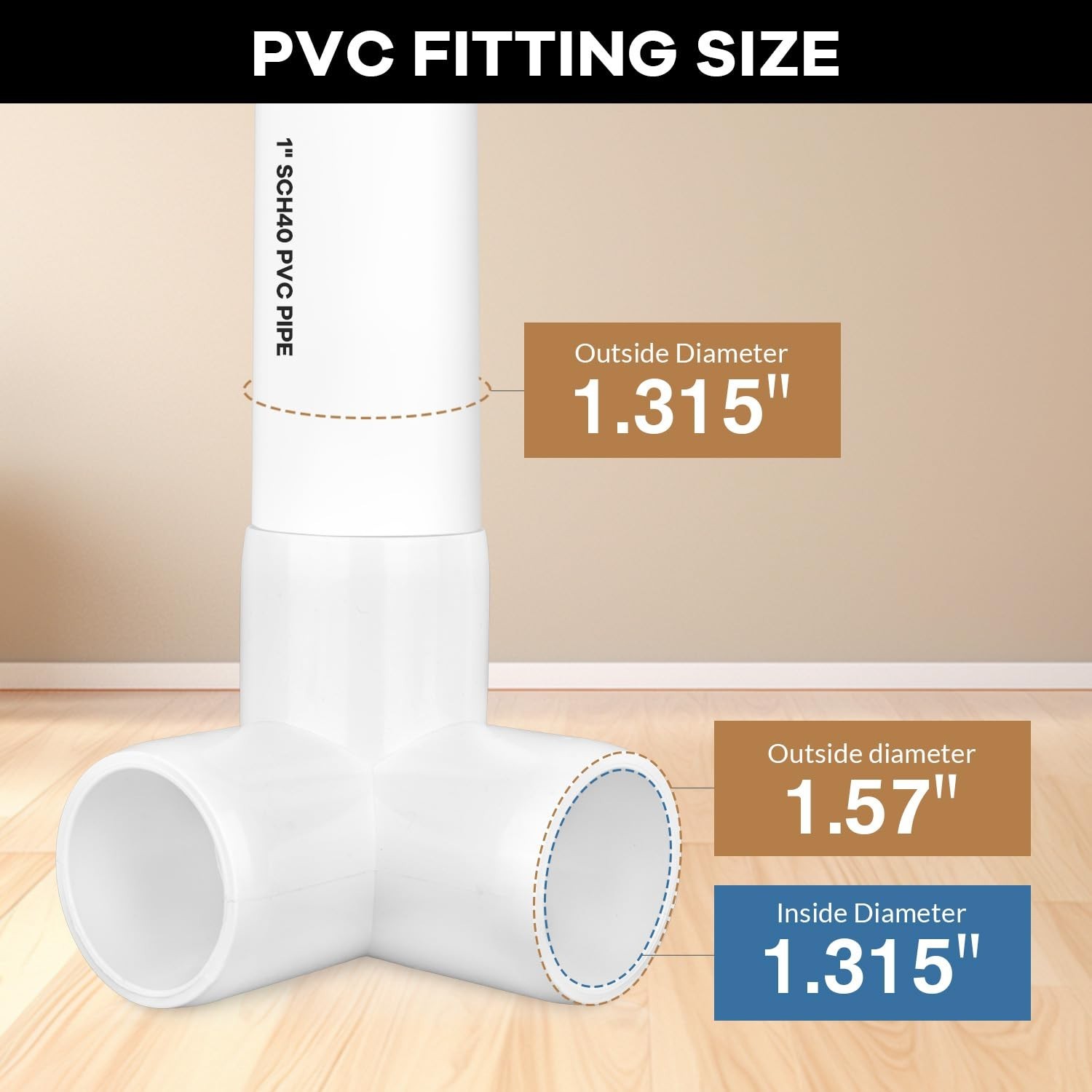 12-Pack 1″ PVC Elbow Fittings, 3-Way Furniture Grade Connectors for DIY Projects