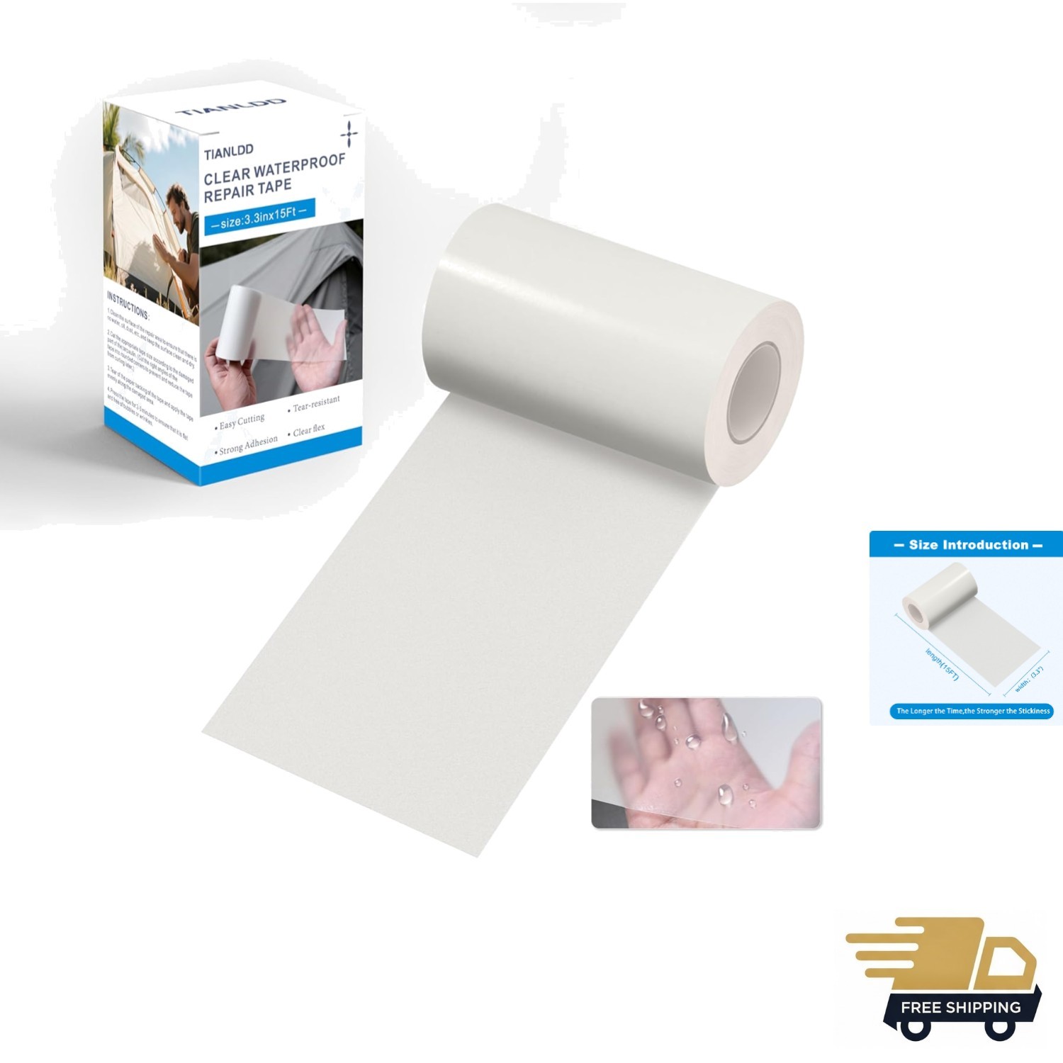Waterproof Vinyl Repair Tape 3.3in X 15ft Heavy Duty Outdoor Tent Boat