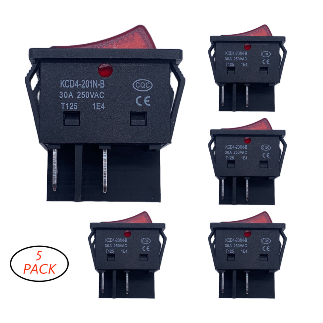 30A 250VAC High Current Rocker Switch SPDT ON/OFF KCD4-201N-B Welding Mach 5pcs
