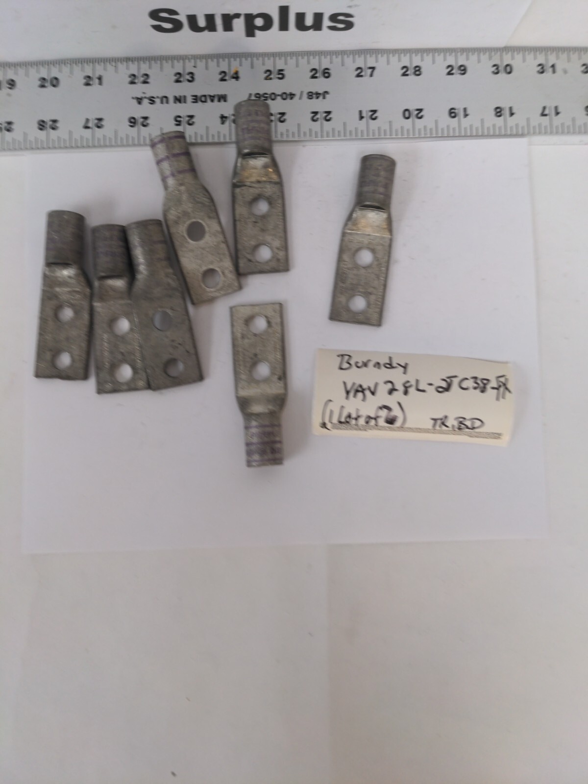 BURNDY PURPLE DIE 15 COMPRESSION LUG, YAV28L-2TC38-FX, LOT OF 7