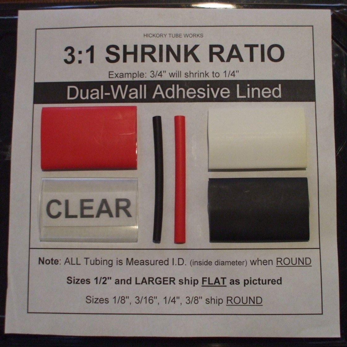 1/8″ Black 4 Ft. Dual-Wall Adhesive Lined Heat Shrink Tubing 3:1 Ratio