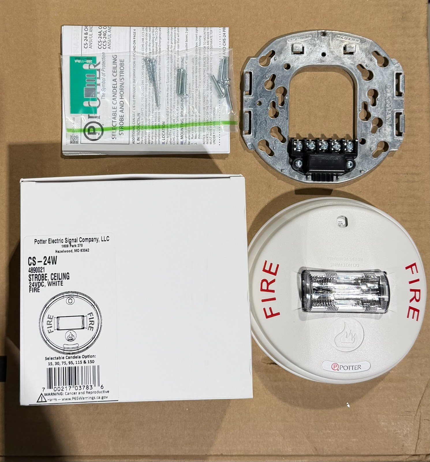 Potter CS-24W #4890021 White Ceiling Strobe 24VDC, New In Box (39 available)