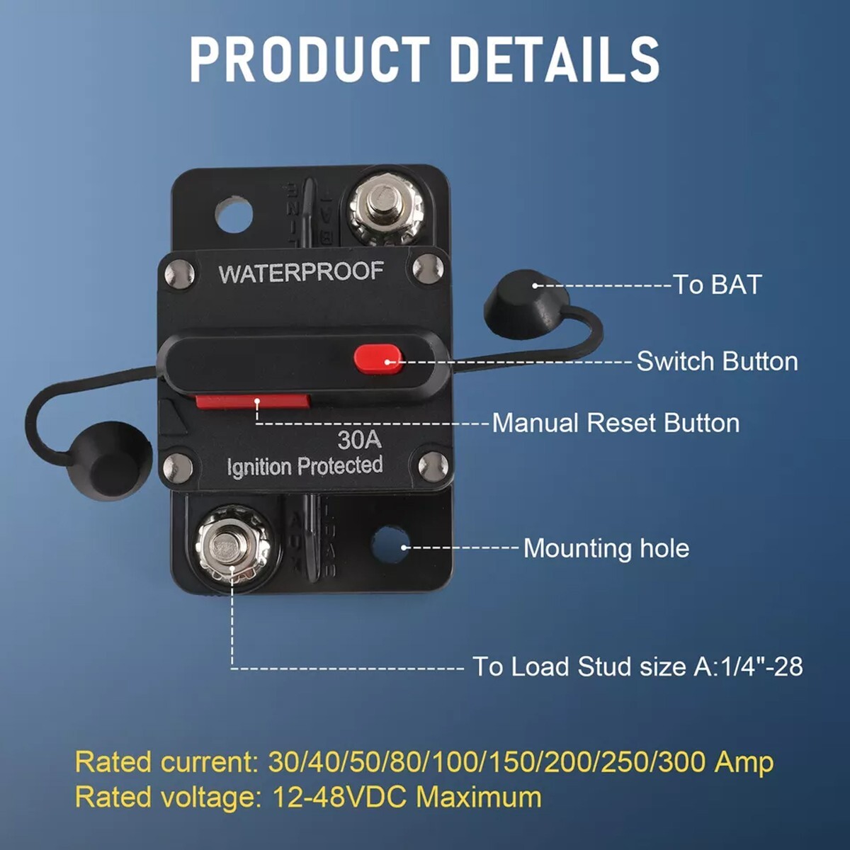 2 pcs 30A Automotive Marine Circuit Breaker with Manual Reset Surface-Mount