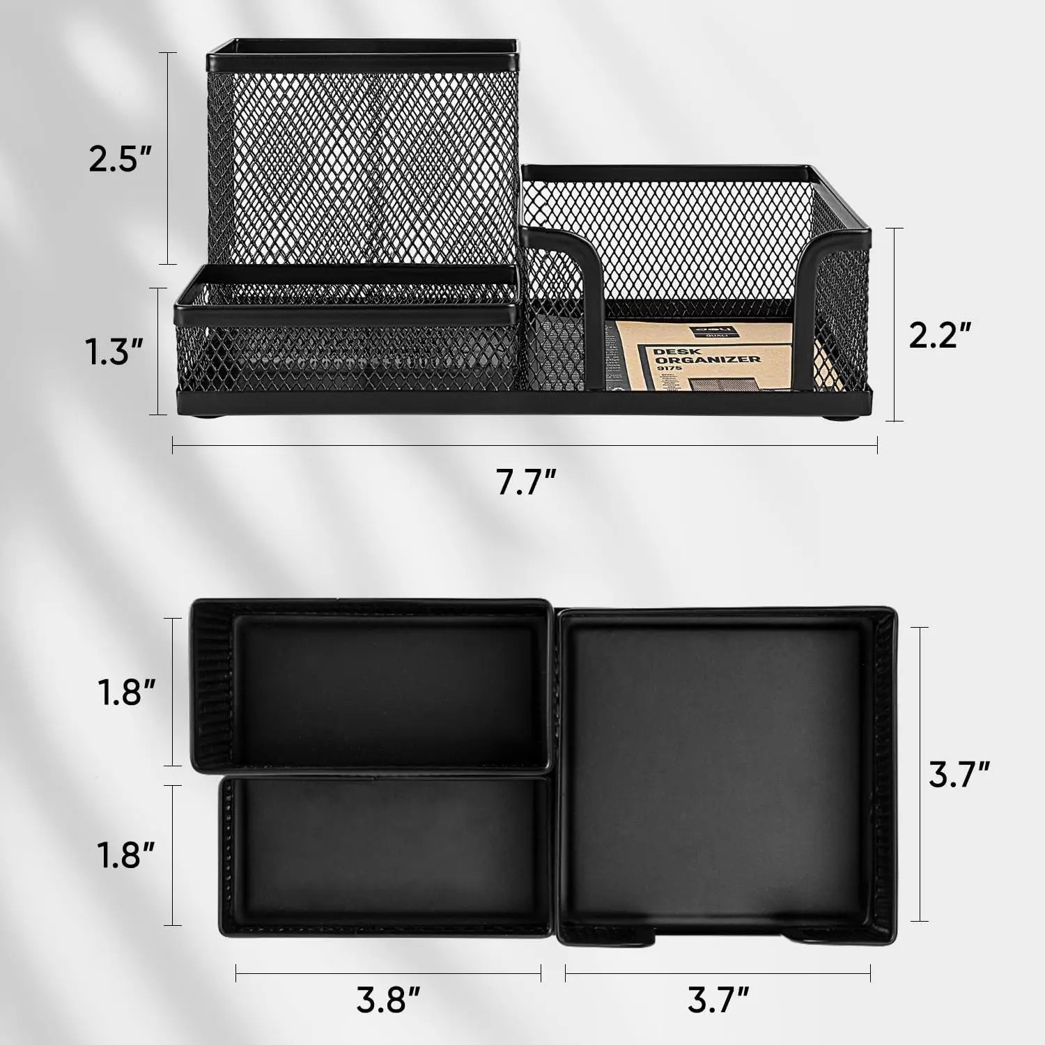 Black Mesh Desk Organizer 3 Tier Storage with Pencil Holder Office Home Use