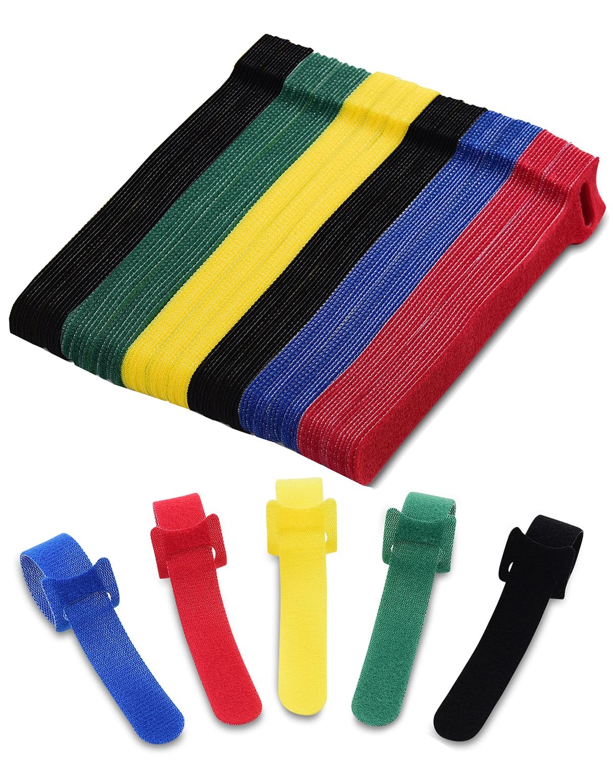 120Pcs 6 Inch Cable Straps Wire Cord Hook Loop Ties Reusable Fastening Organizer