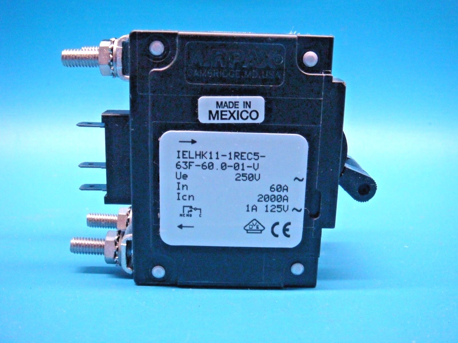 (1) SENSATA IELHK11-1REC5-63F-60.0-01-V 60A 250V 50/60Hz 2 POLE CIRCUIT BREAKER