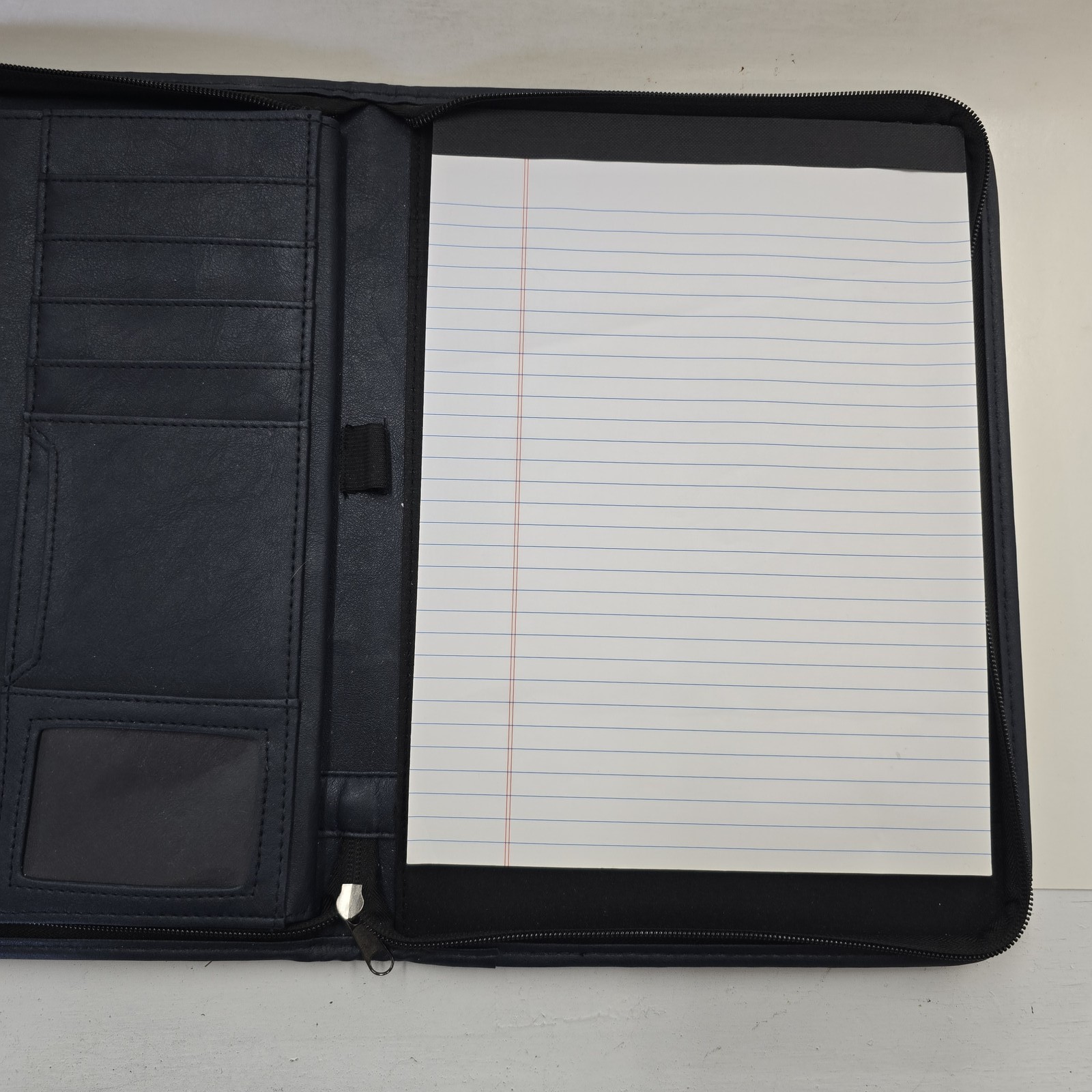 Coast to Coast AM Deluxe Organizer Portfolio Notebook Dark Blue Faux Leather Zip