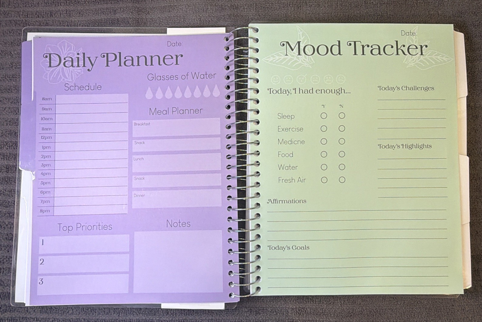Pembrook 12 Month Wellness Planner Fitness Workout Tracker Book Journal Undated