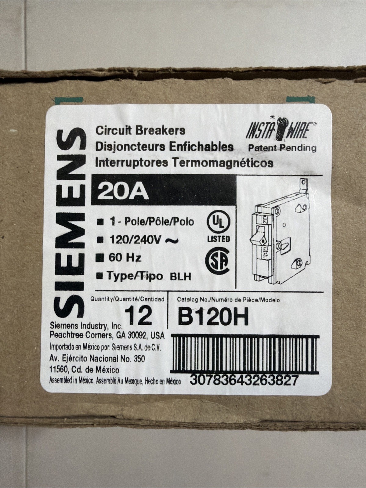 Siemens B120H Circuit Breakers 12-Pack 20 Amp 120 Volt Type BL Bolt On NEW !!!!!