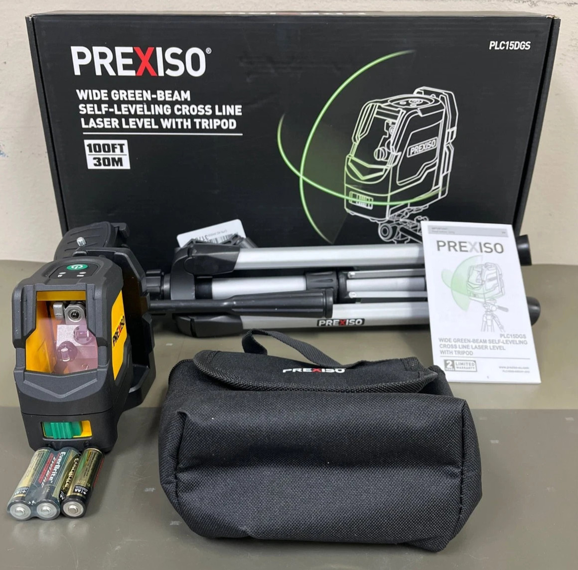PREXISO 360 Laser Level with Tripod – IP54 Rechargeable Wide Angle Vertical NEW