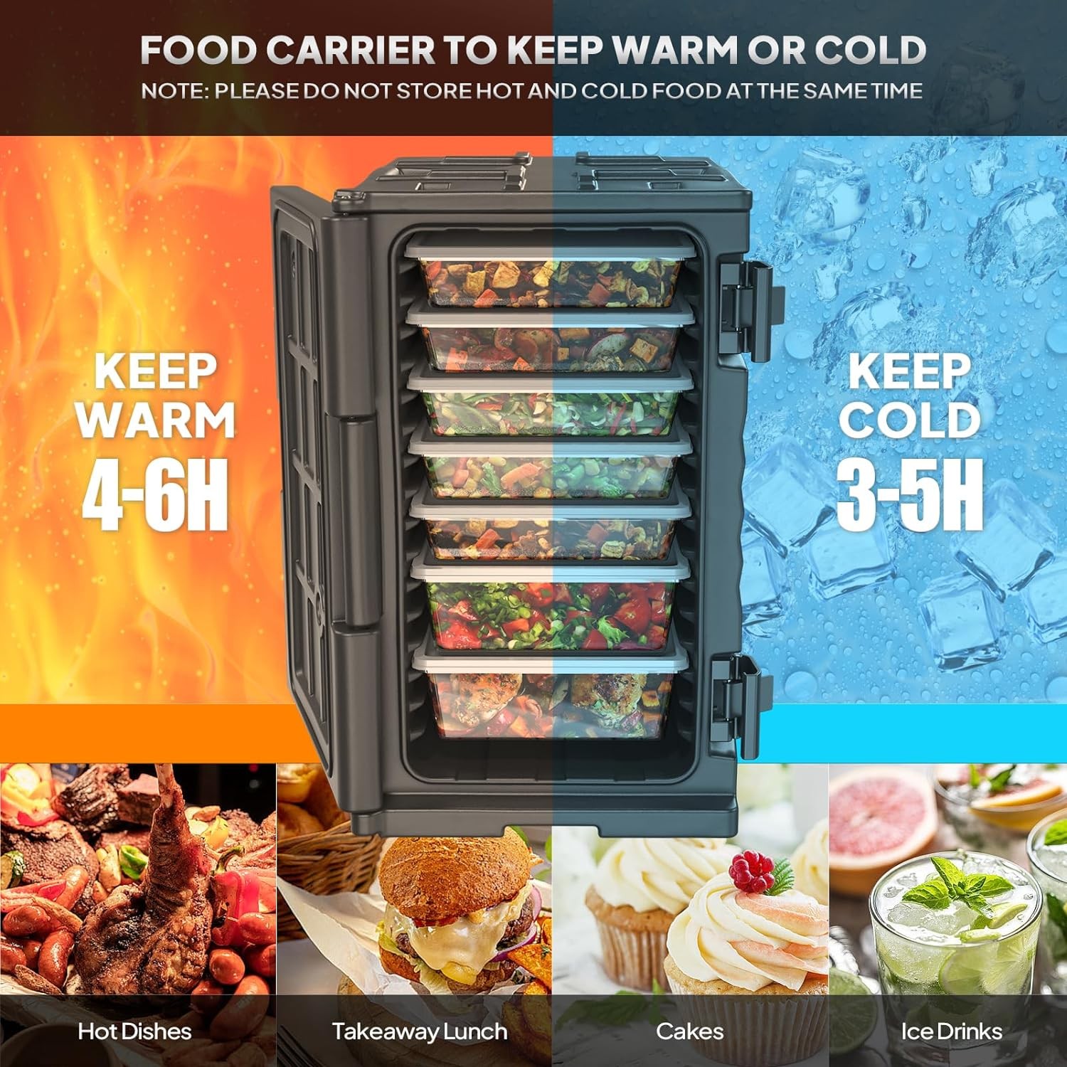 109 QT Insulated Food Pan Carrier, Hot Box Food Warmer w/Wheels / Double Buckles
