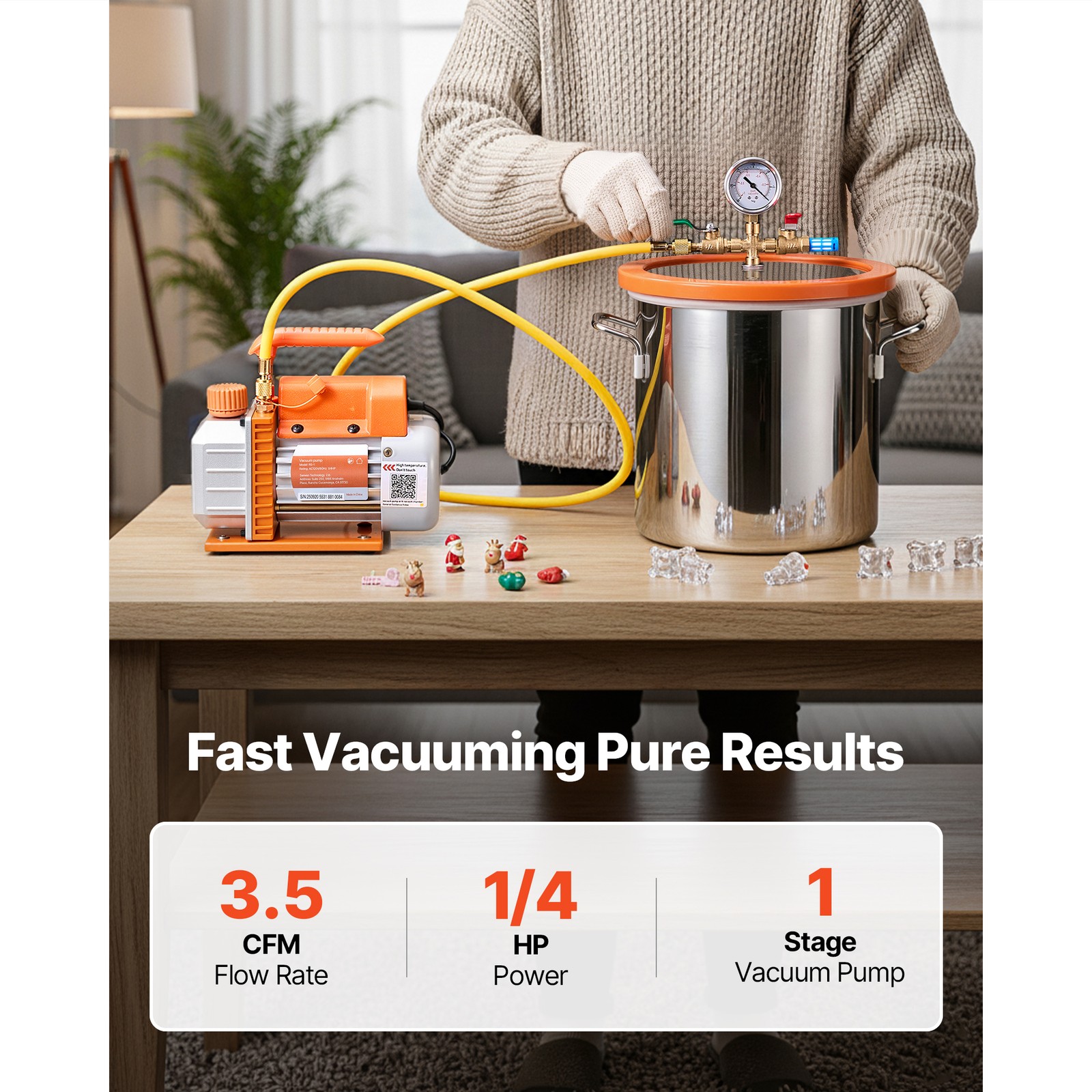 Uimoso 3 Gallon Vacuum Chamber with 3.5 CFM Single Stage Pump for Degassing
