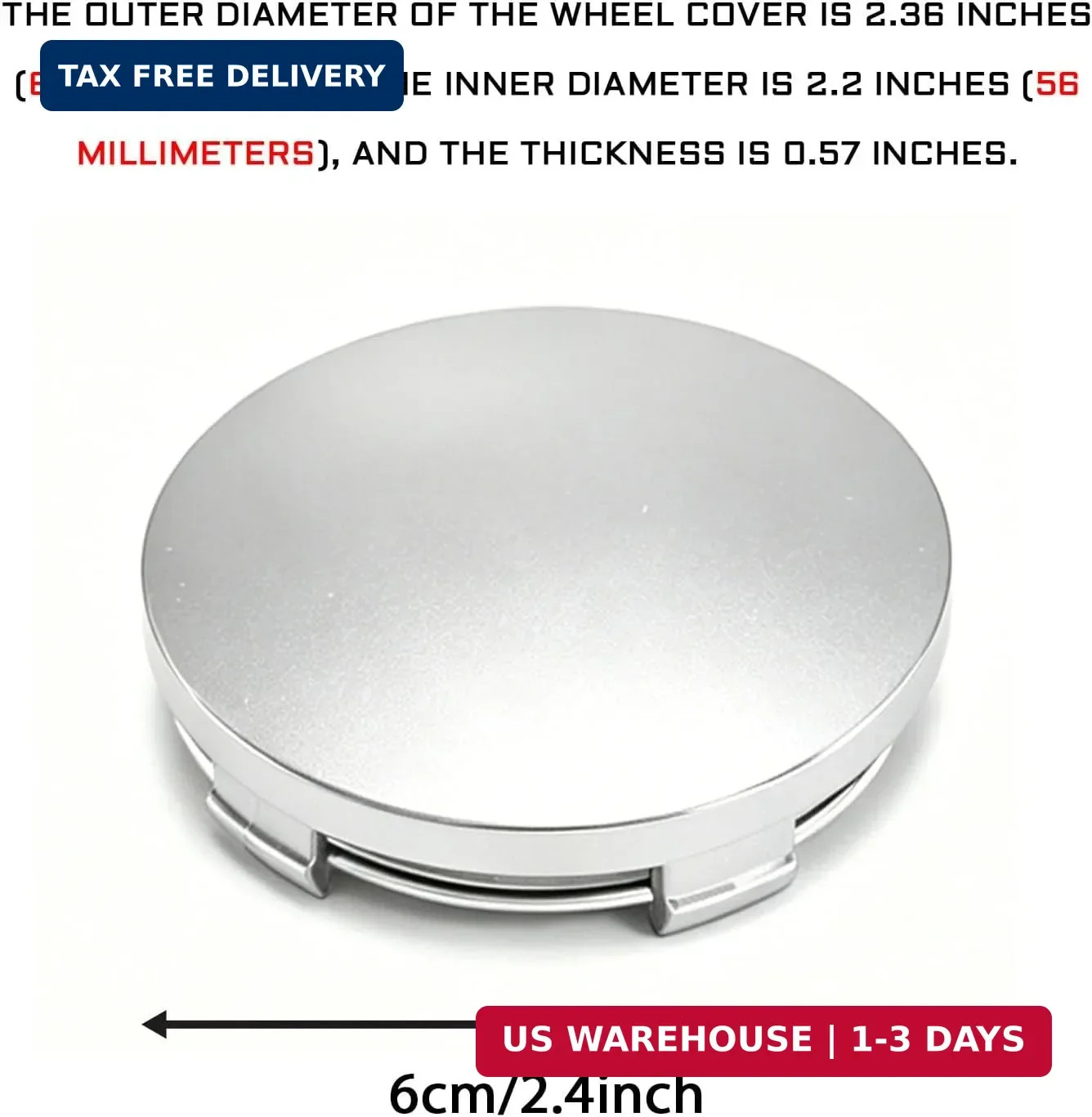 4 PCS Car Wheel Center Caps, Center Caps for Rim 60MM/2.36In OD 56MM/2.2In ID, A